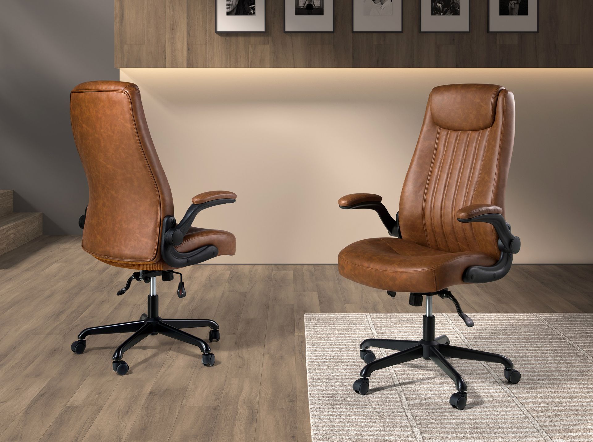 Brown leatherette  swivel office chair