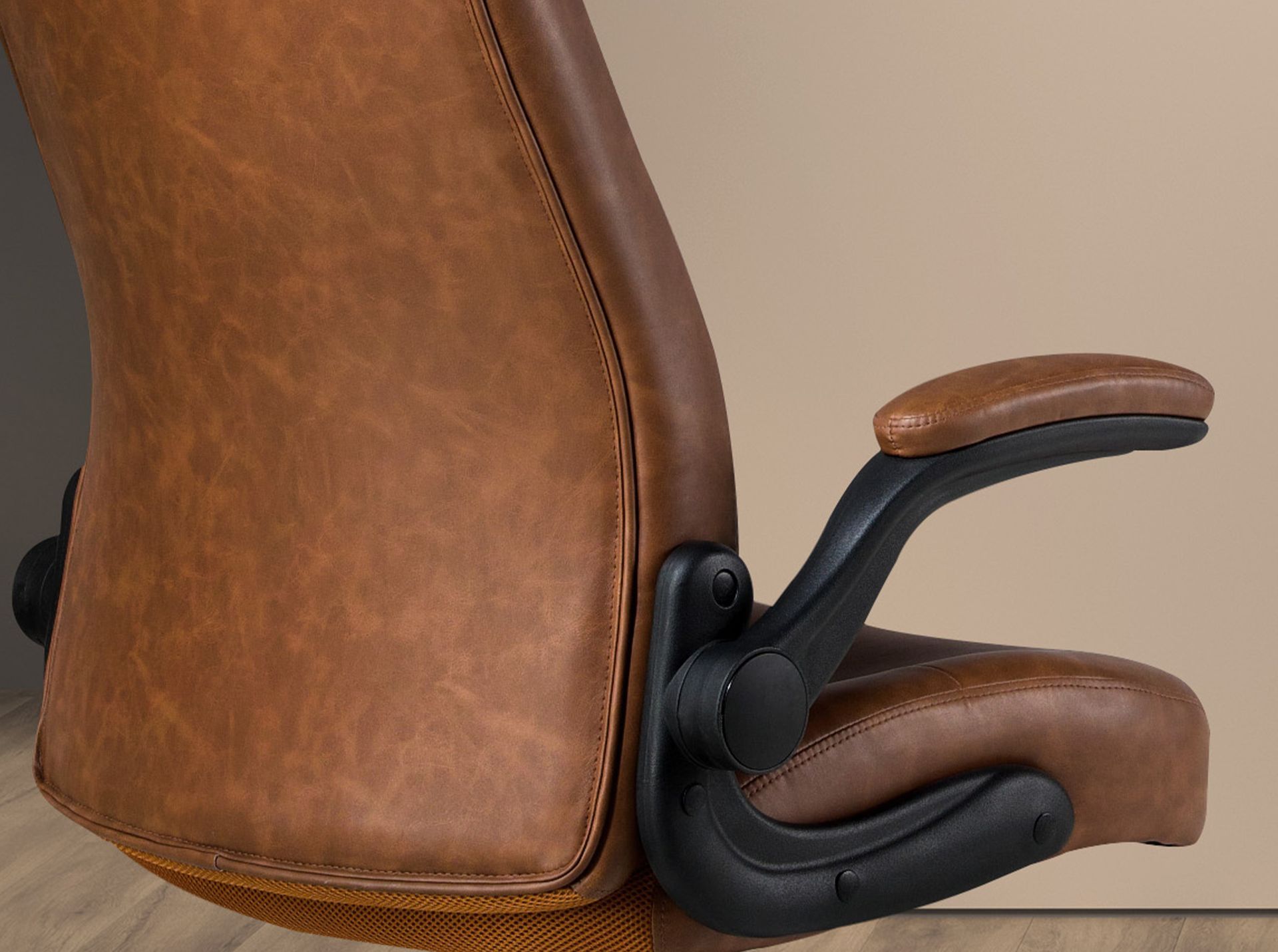 Brown leatherette  swivel office chair