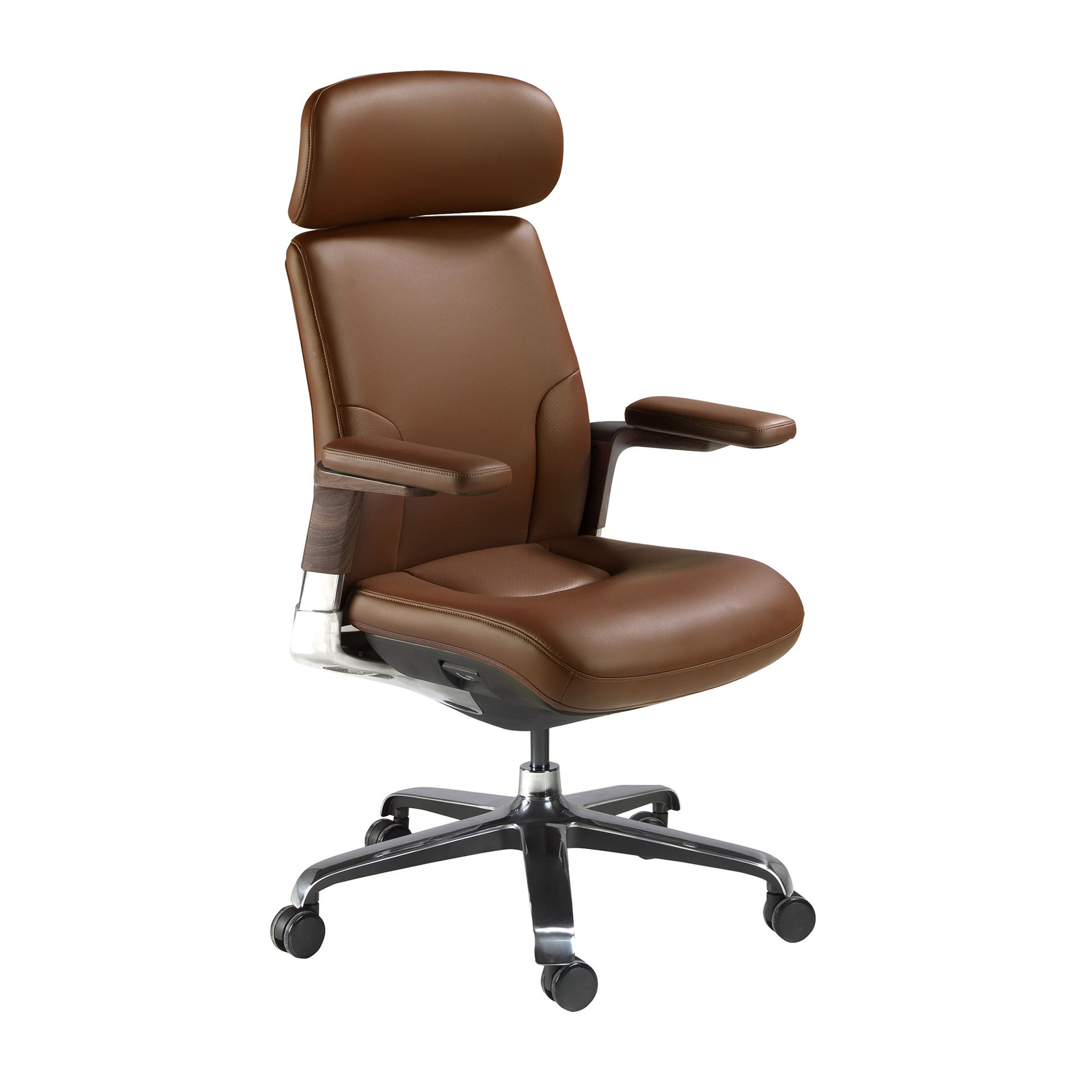 Brown leatherette Swivel Office Chair