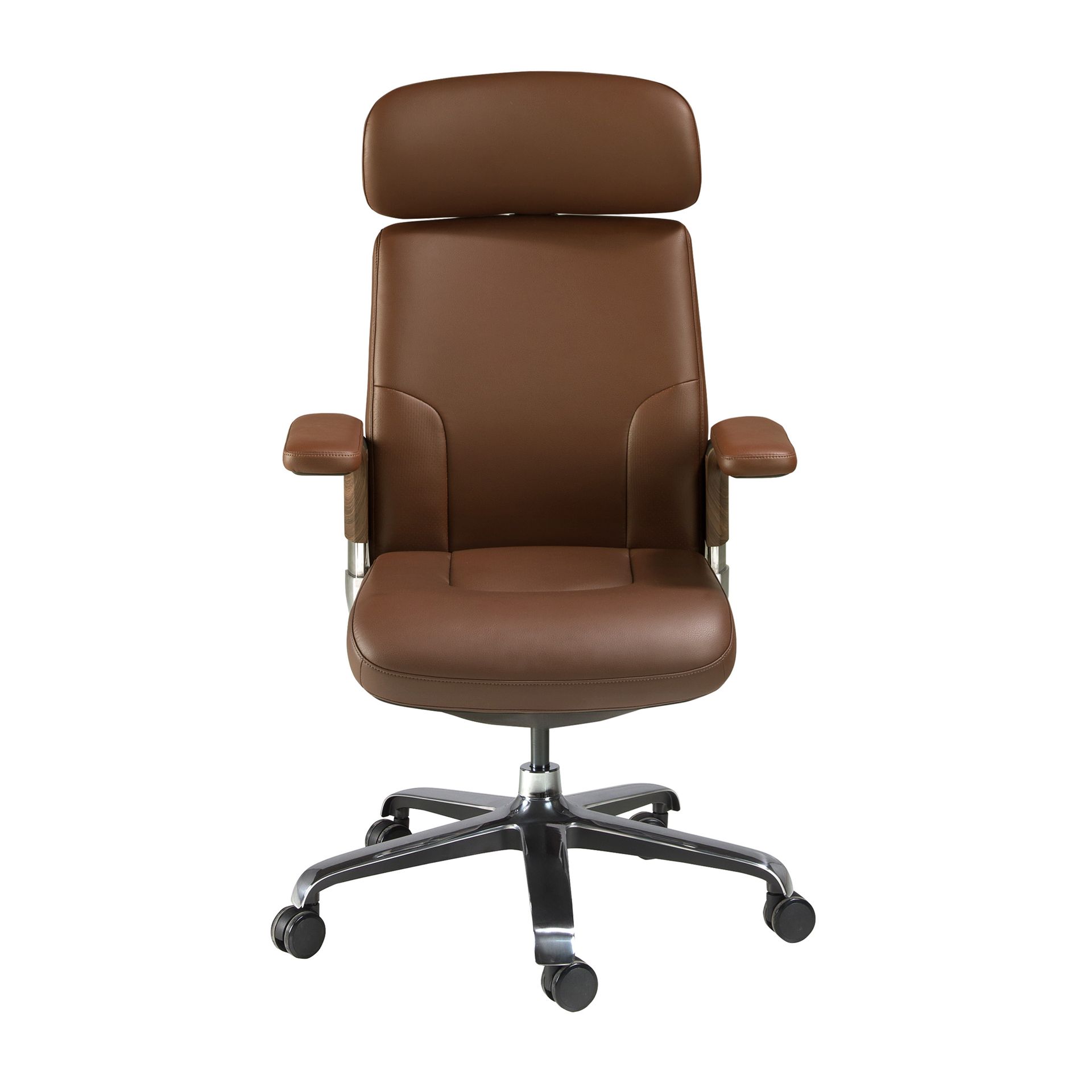 Brown leatherette Swivel Office Chair