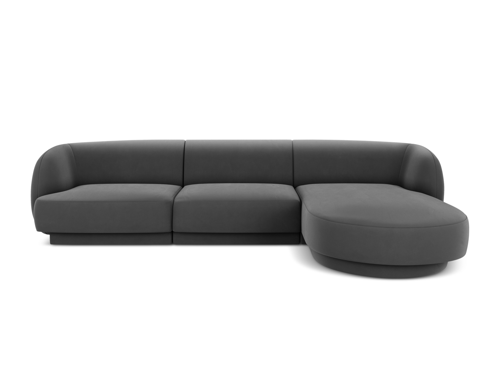 Velvet Right Corner Sofa, "Miley", 4 Seats, 255x156x70