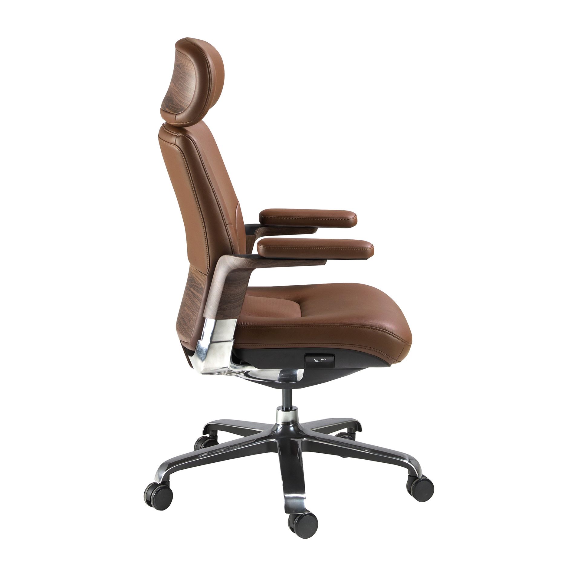 Brown leatherette Swivel Office Chair