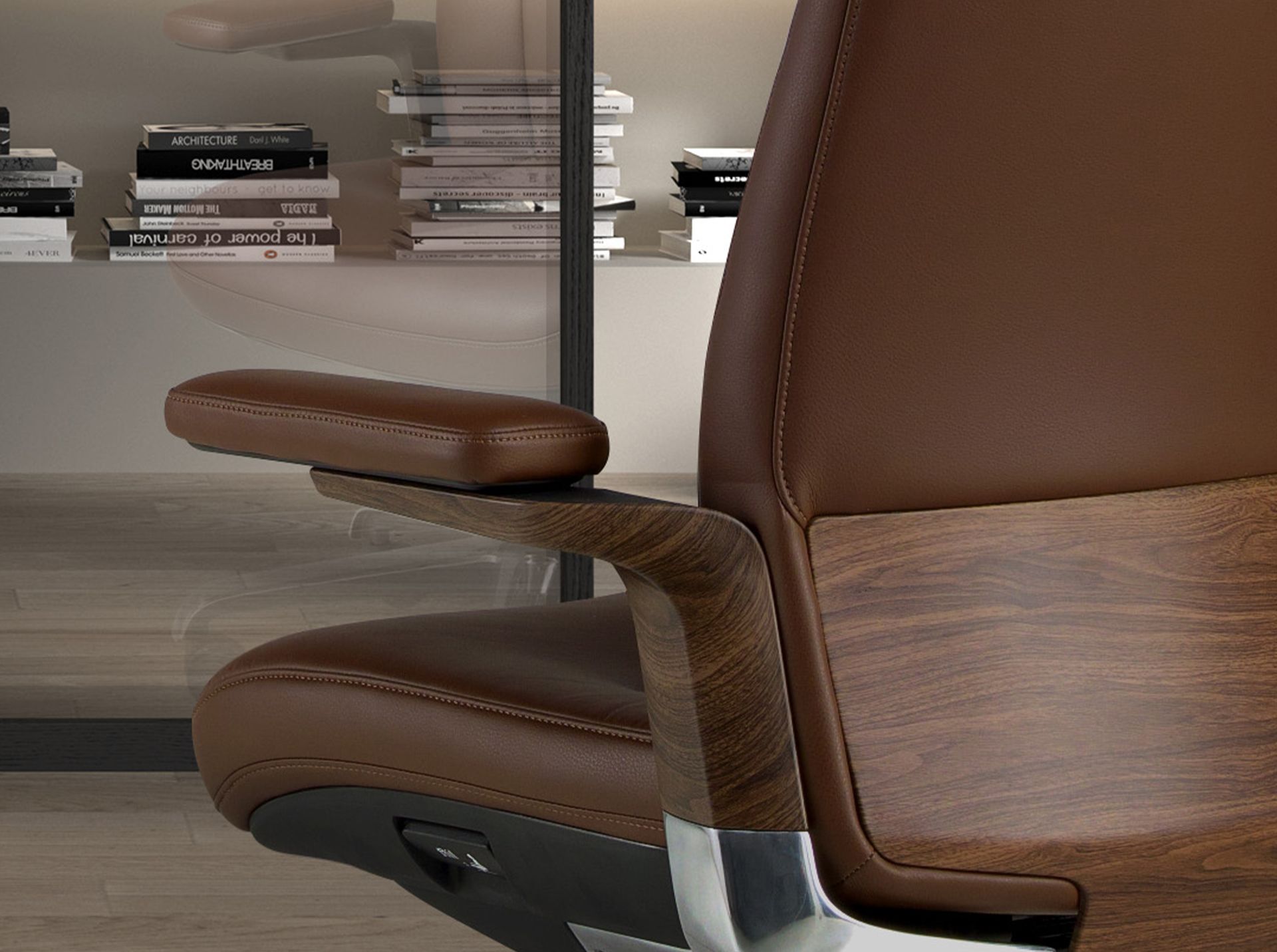 Brown leatherette Swivel Office Chair
