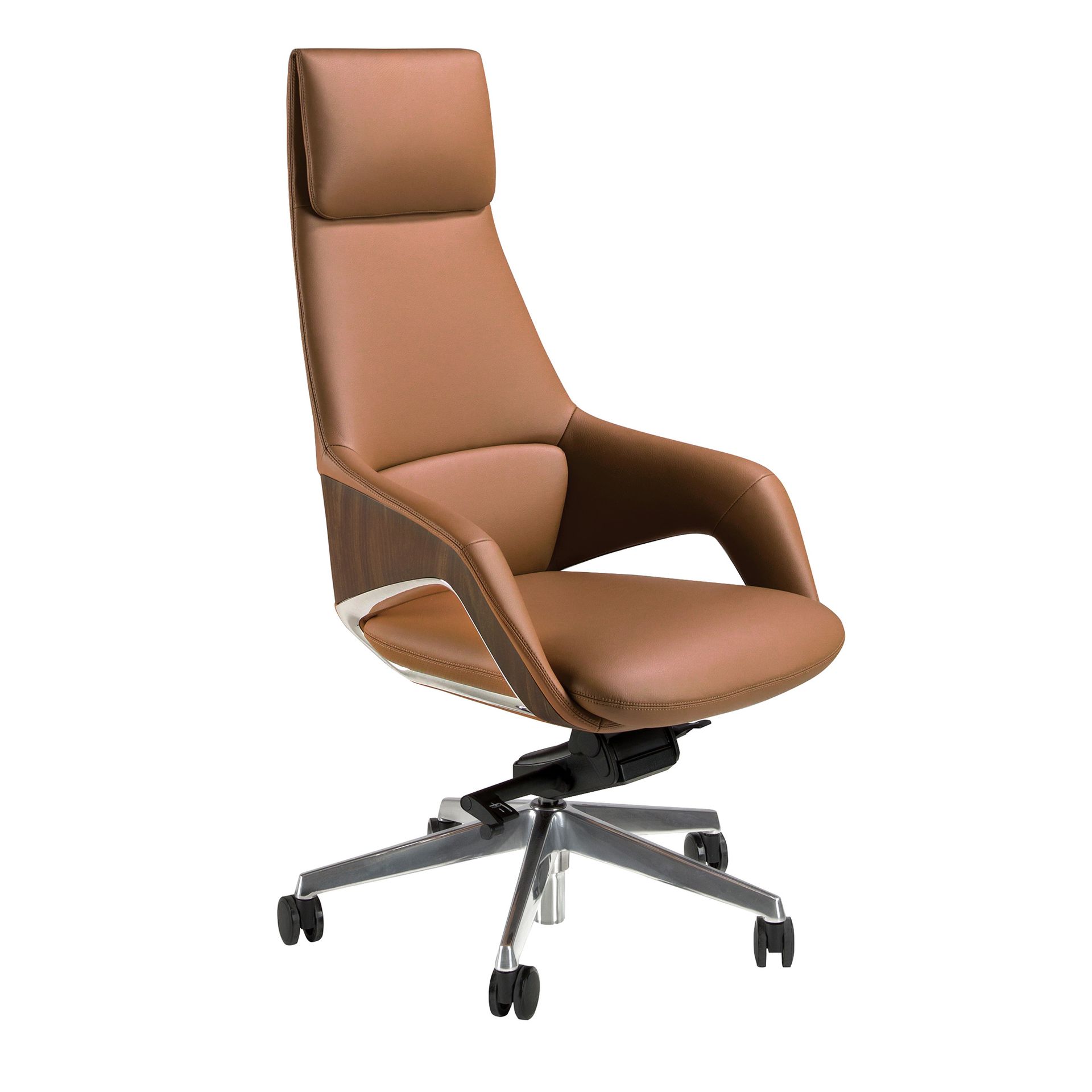 Brown leatherette Swivel Office Chair