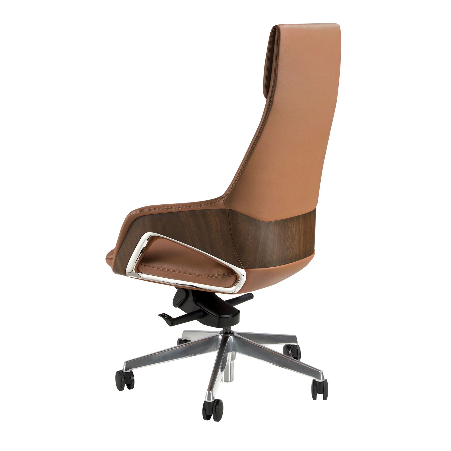 Brown leatherette Swivel Office Chair