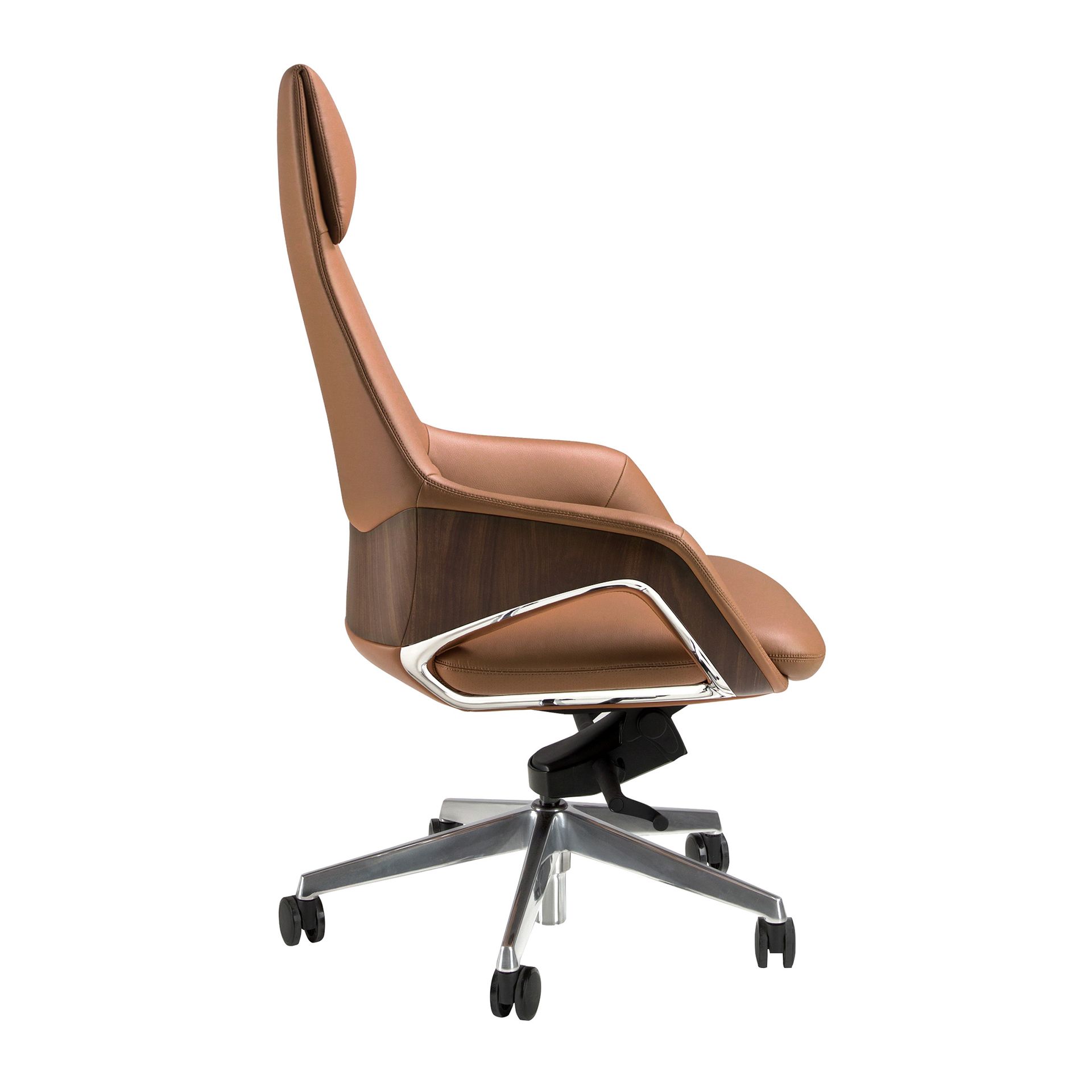 Brown leatherette Swivel Office Chair
