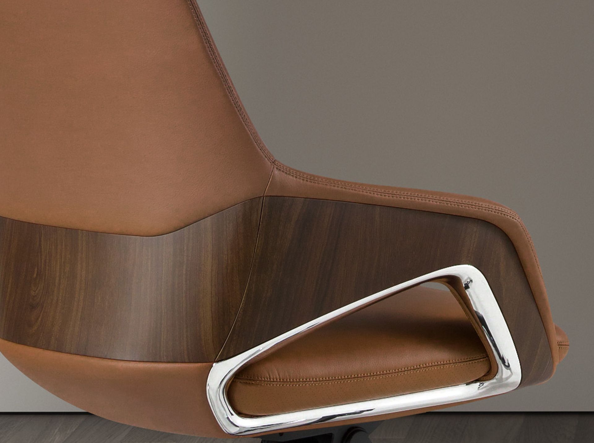 Brown leatherette Swivel Office Chair