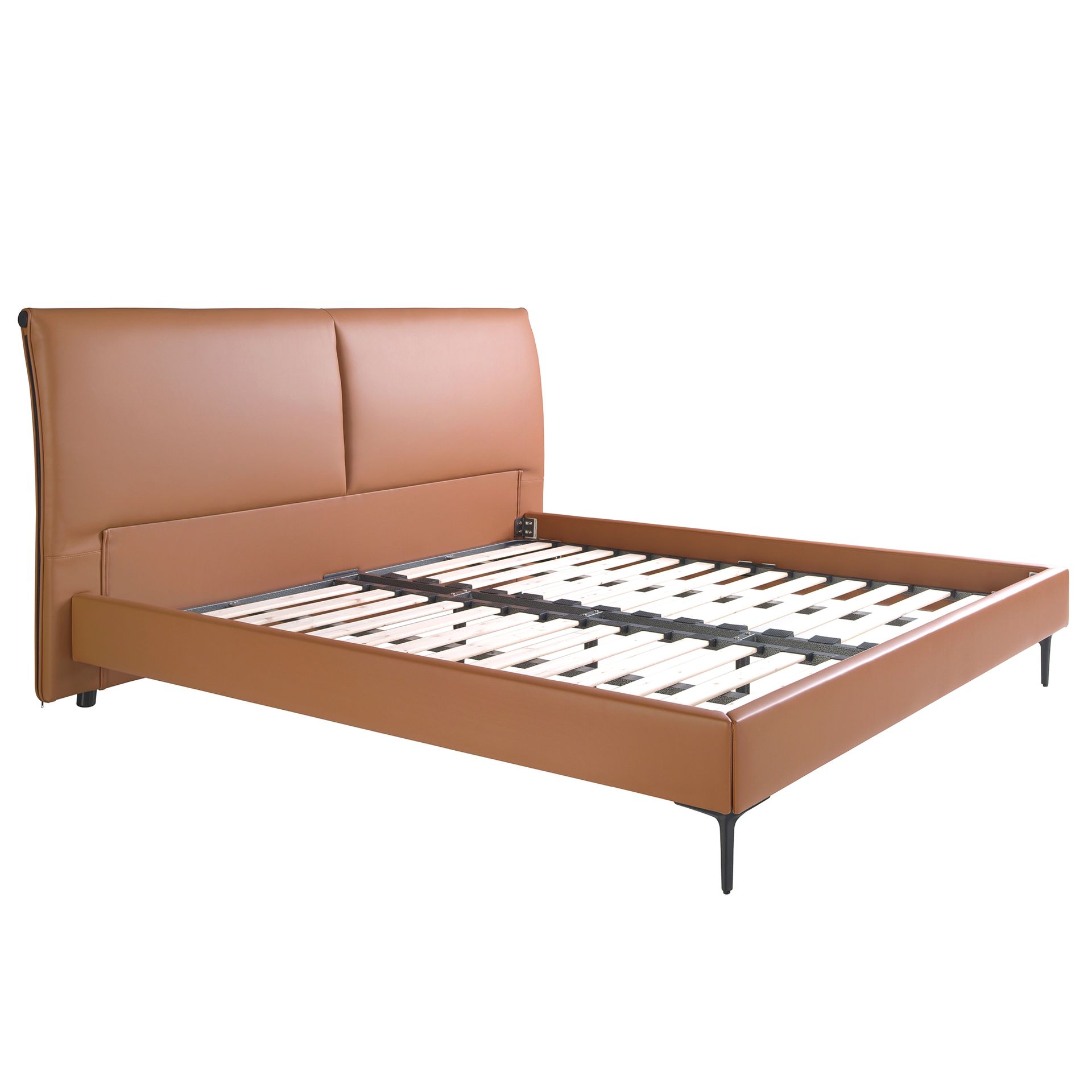 Brown leatherette bed