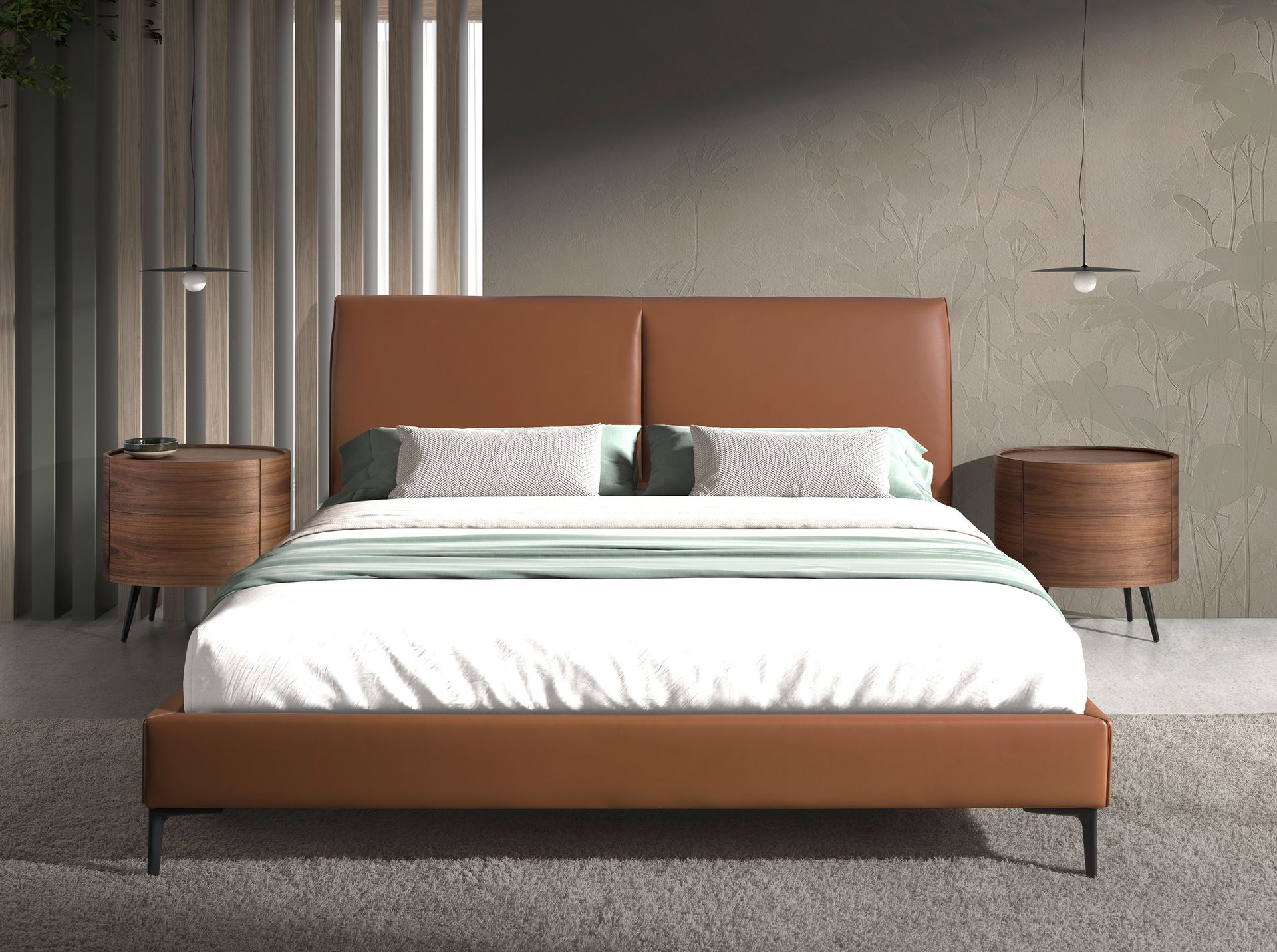 Brown leatherette bed