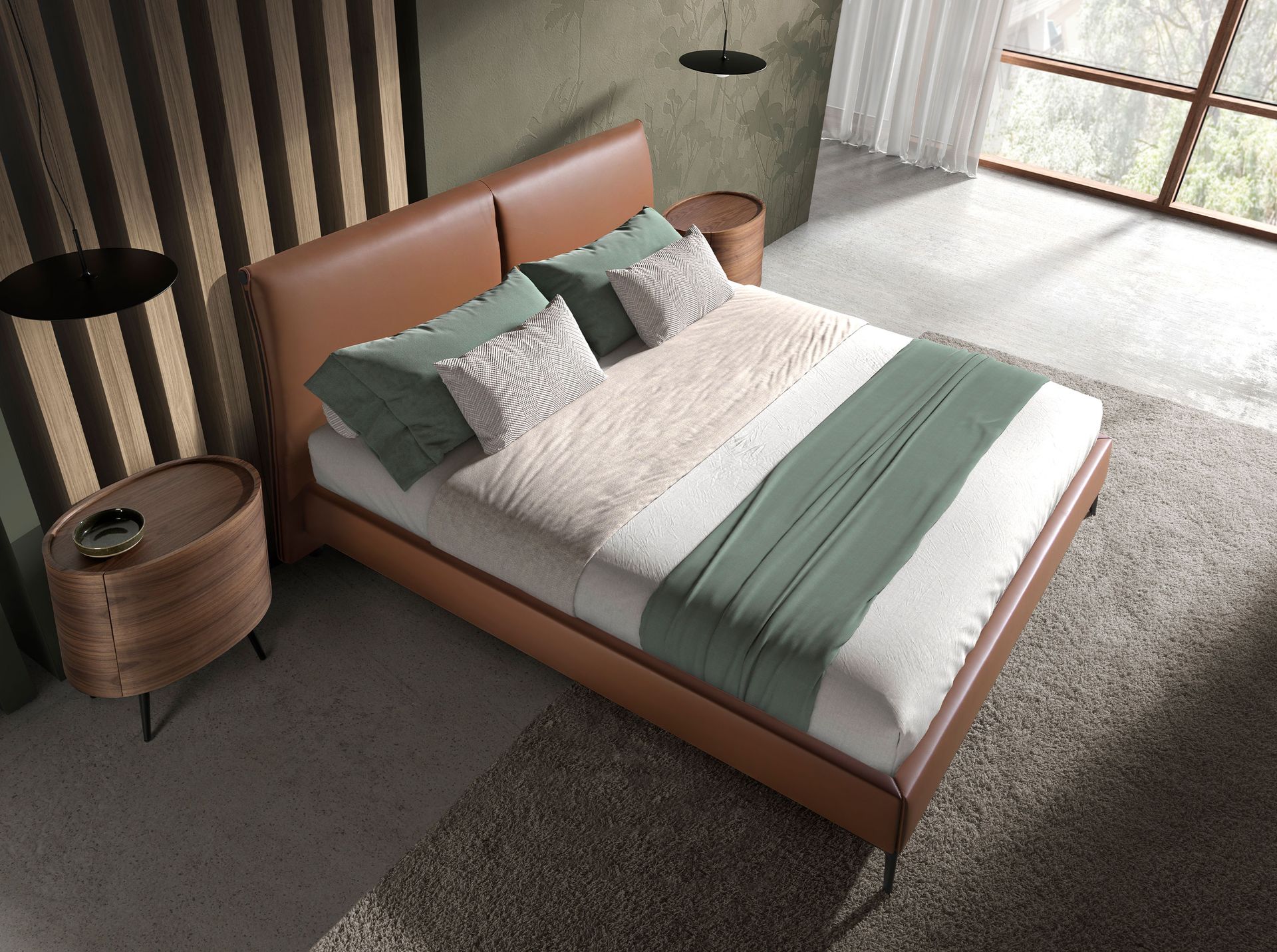 Brown leatherette bed