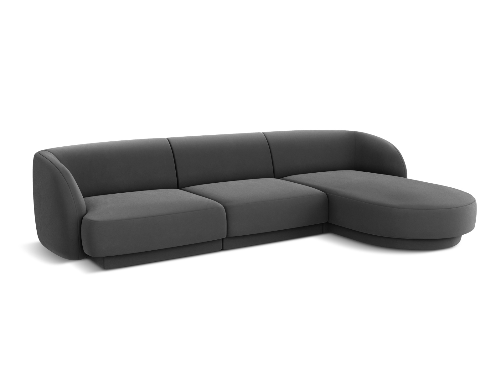 Velvet Right Corner Sofa, "Miley", 4 Seats, 255x156x70