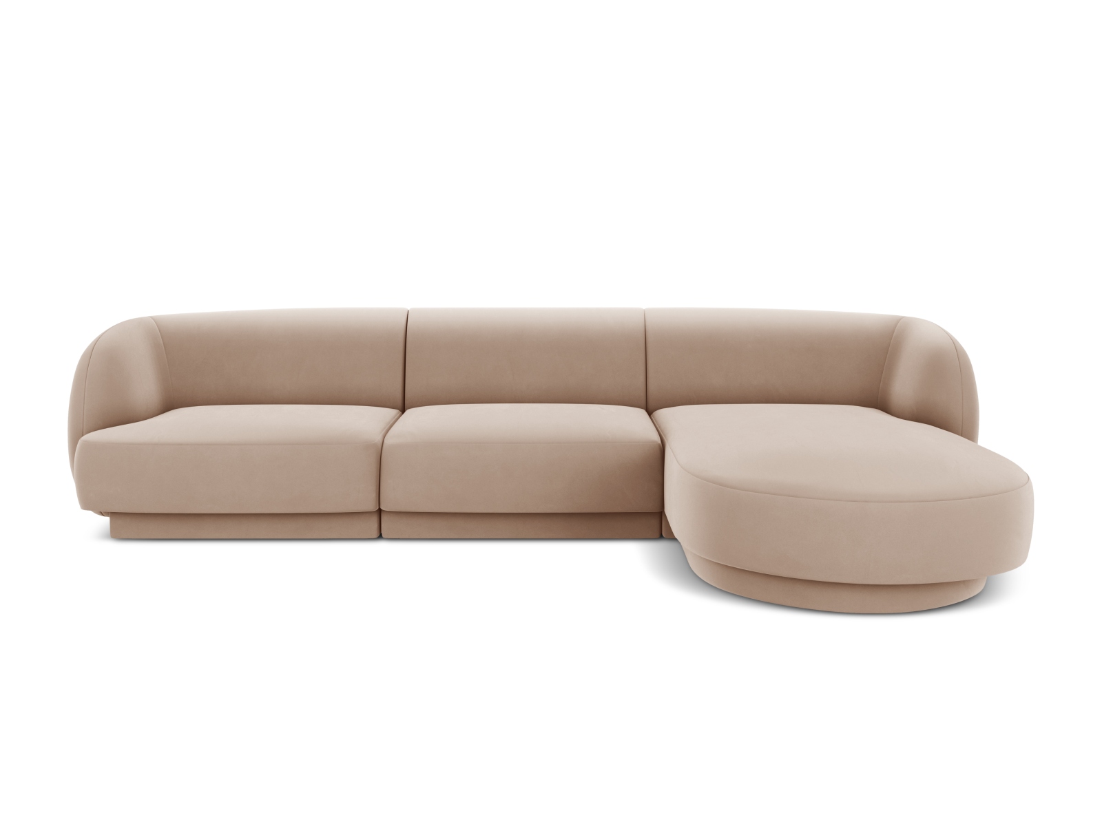 Velvet Right Corner Sofa, "Miley", 4 Seats, 255x156x70