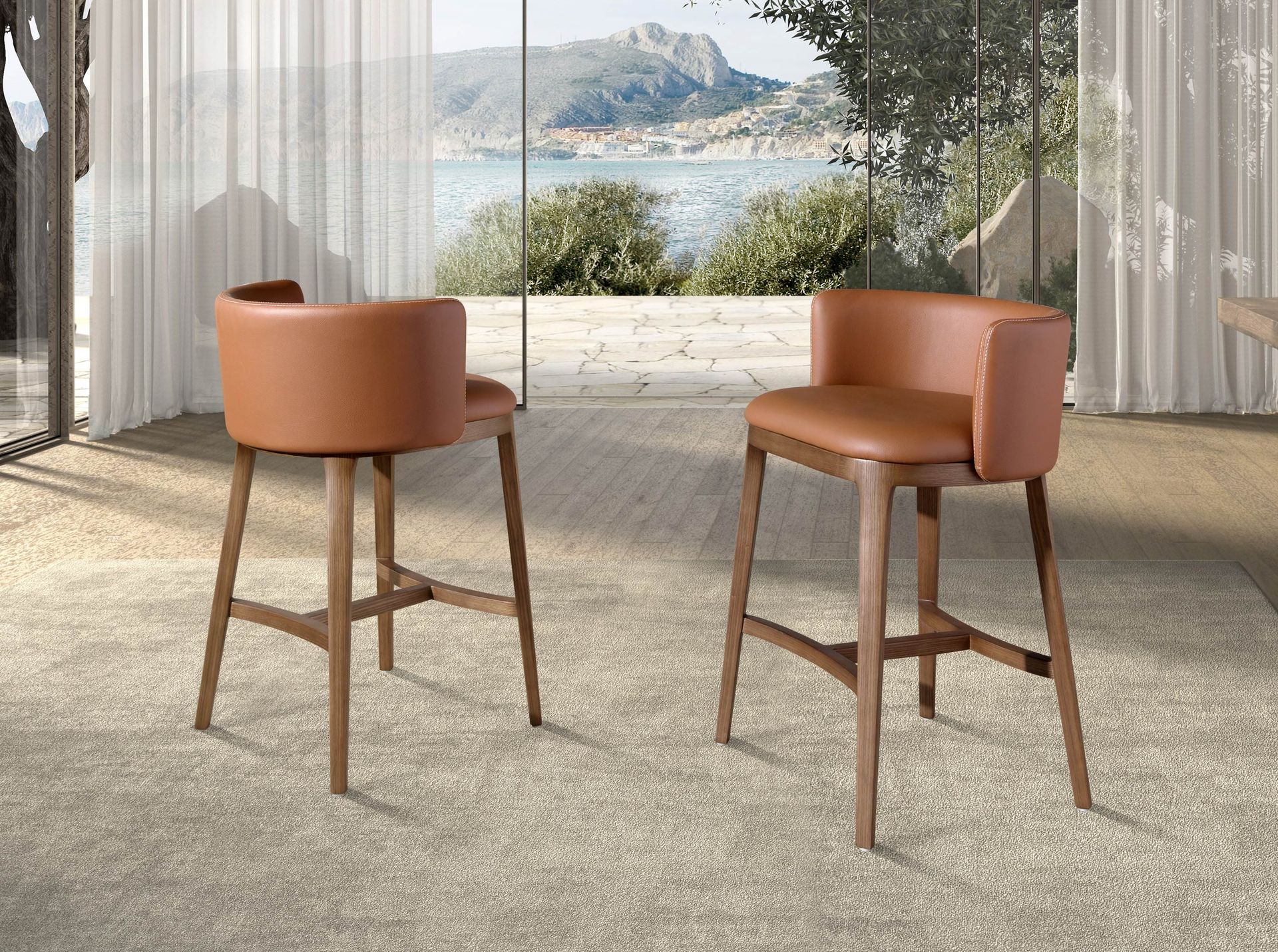 Brown leatherette stool