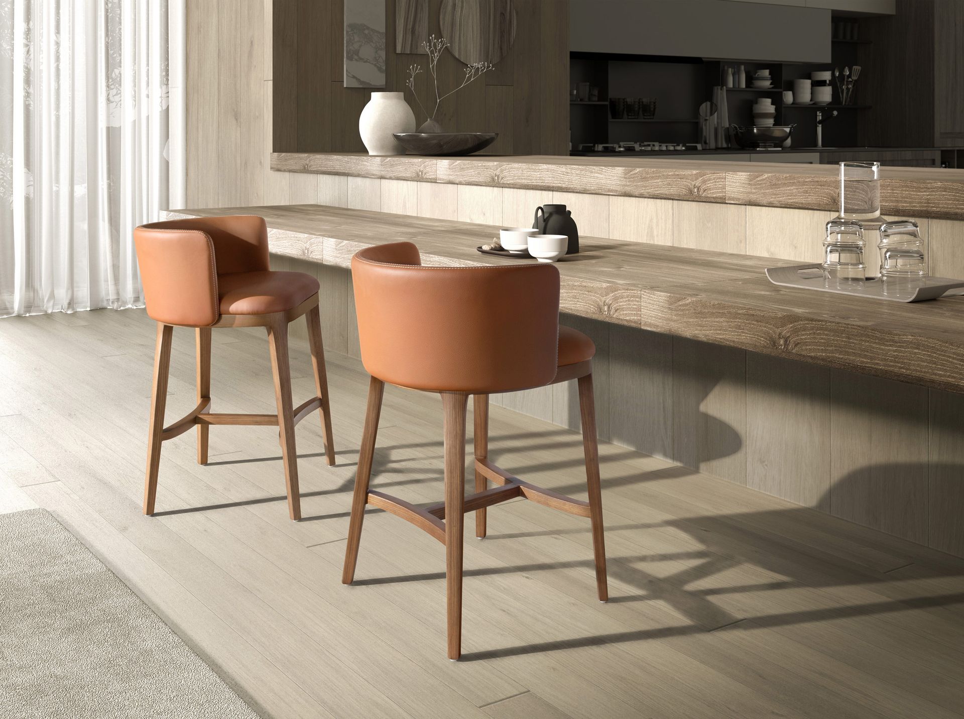 Brown leatherette stool