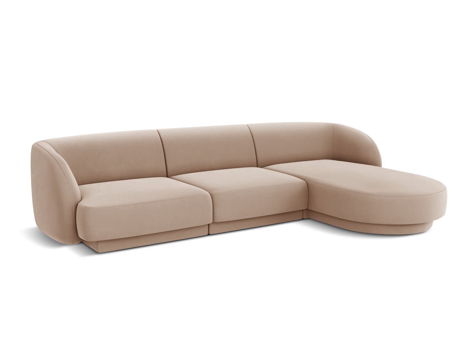 Velvet Right Corner Sofa, "Miley", 4 Seats, 255x156x70