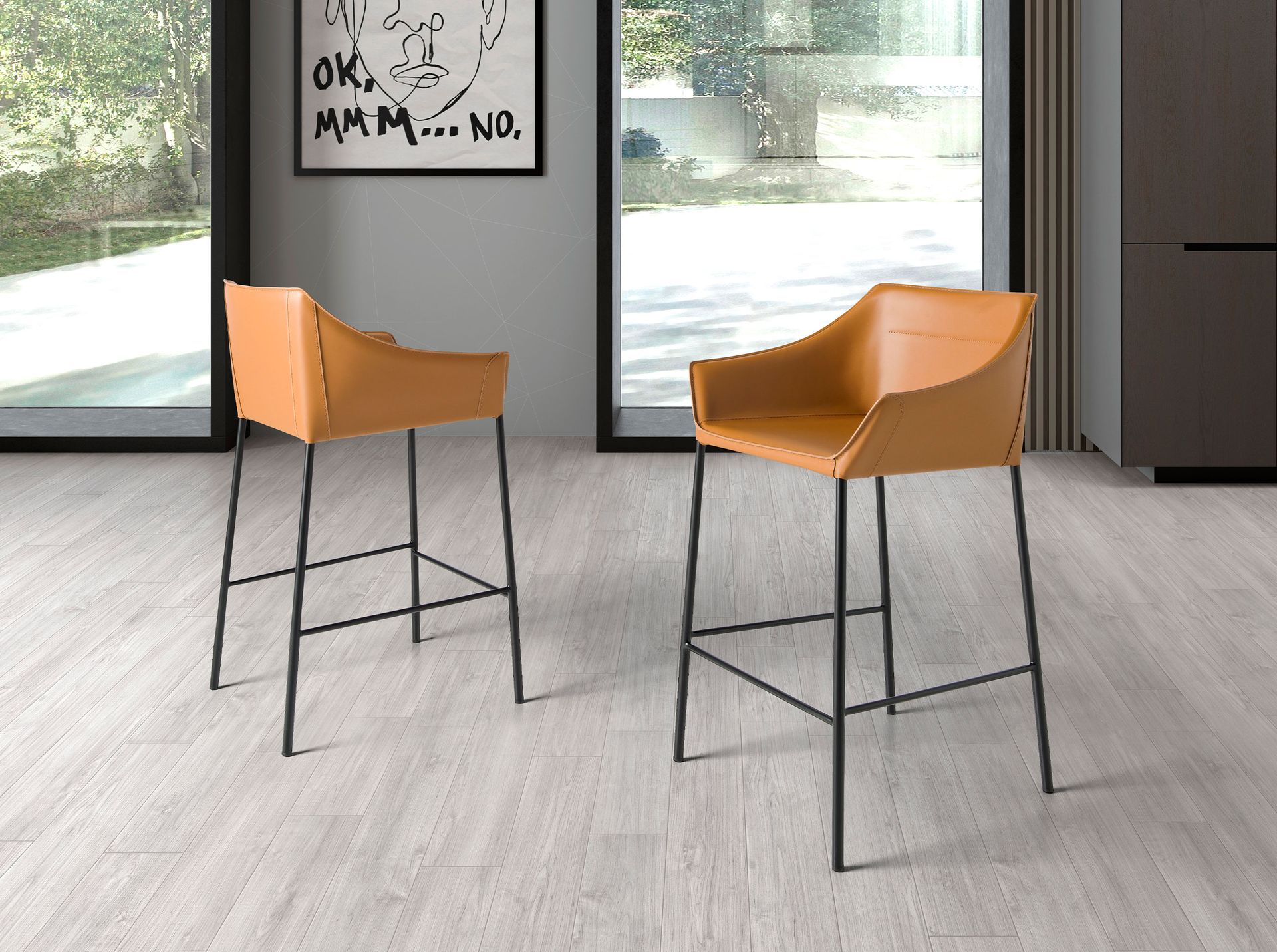 Brown leatherette stool