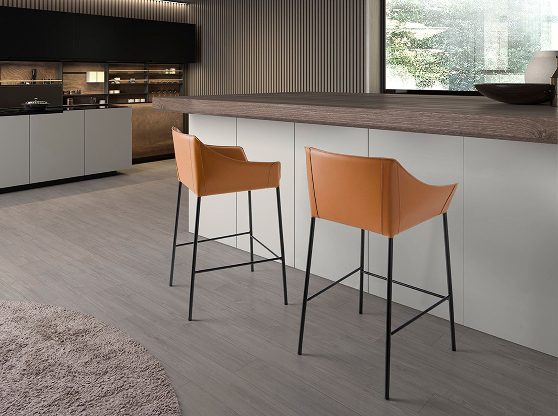 Brown leatherette stool