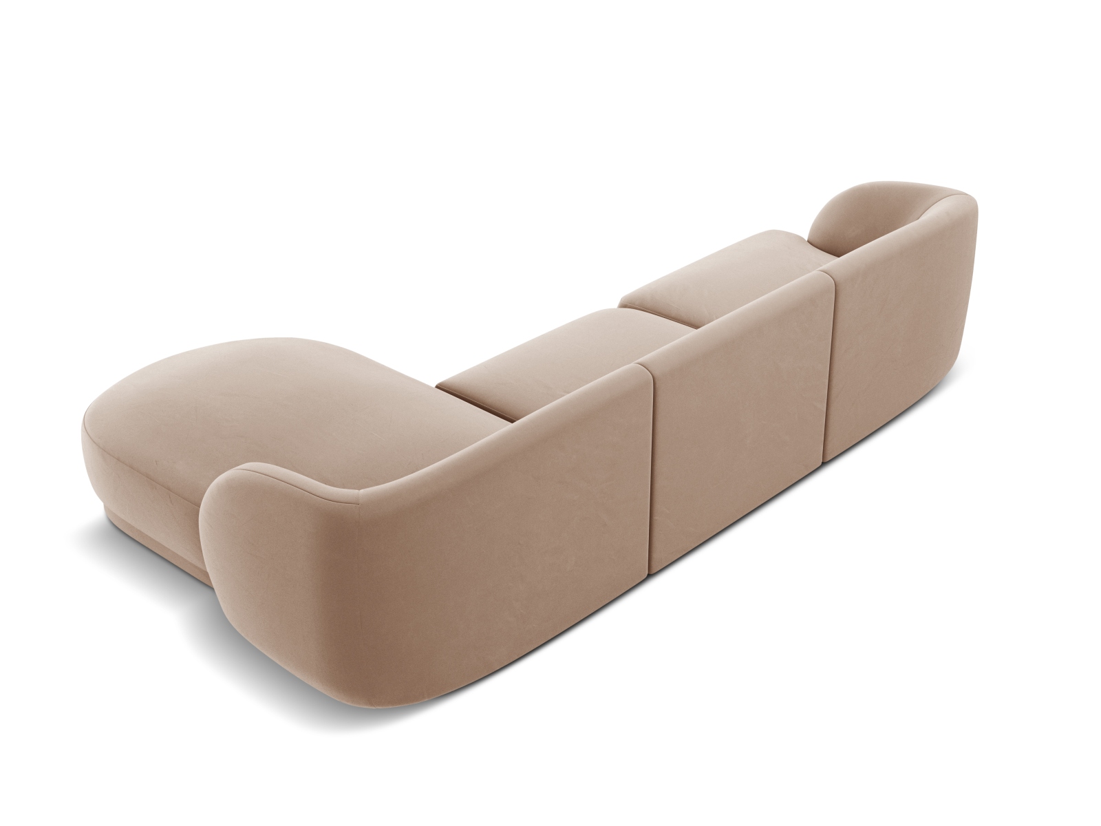 Velvet Right Corner Sofa, "Miley", 4 Seats, 255x156x70