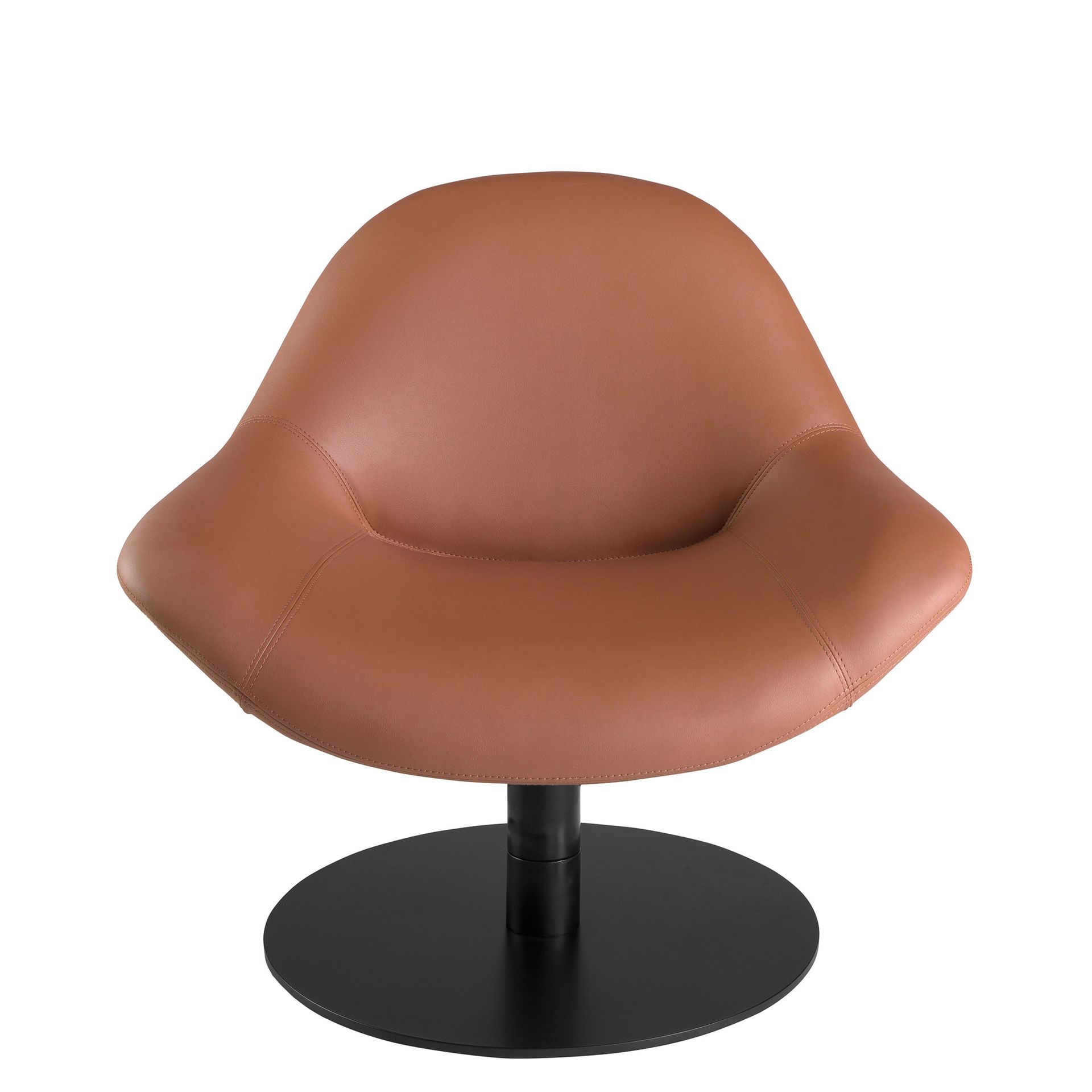 Brown leatherette swivel armchair