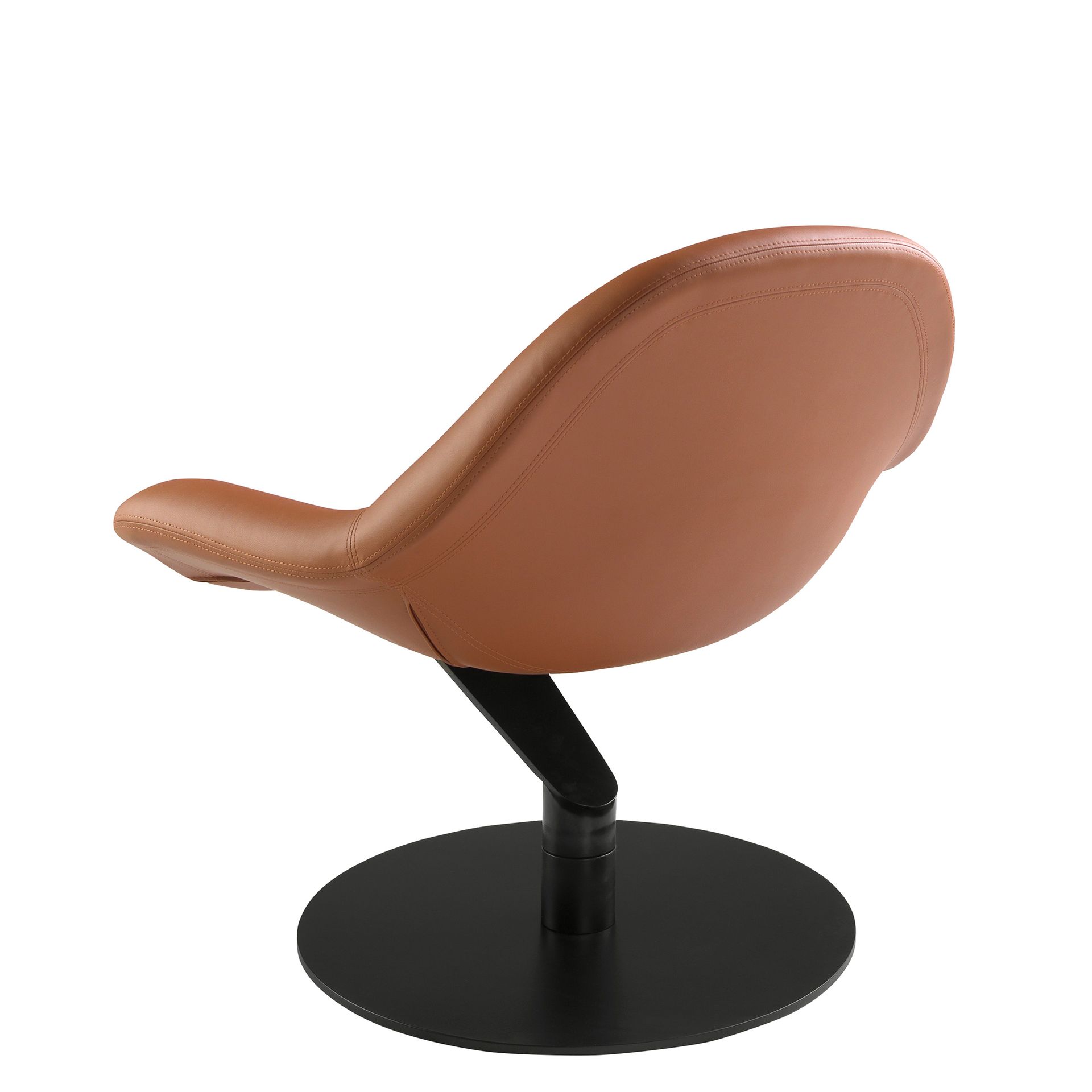 Brown leatherette swivel armchair