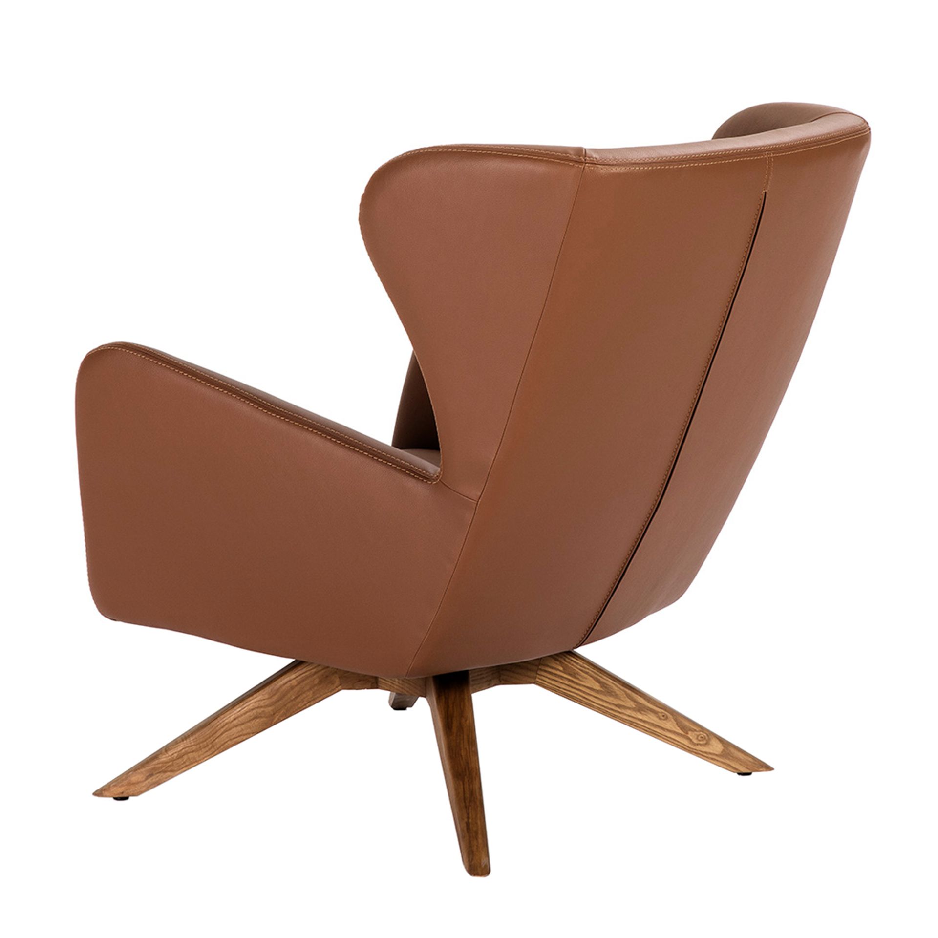 Brown leatherette swivel armchair