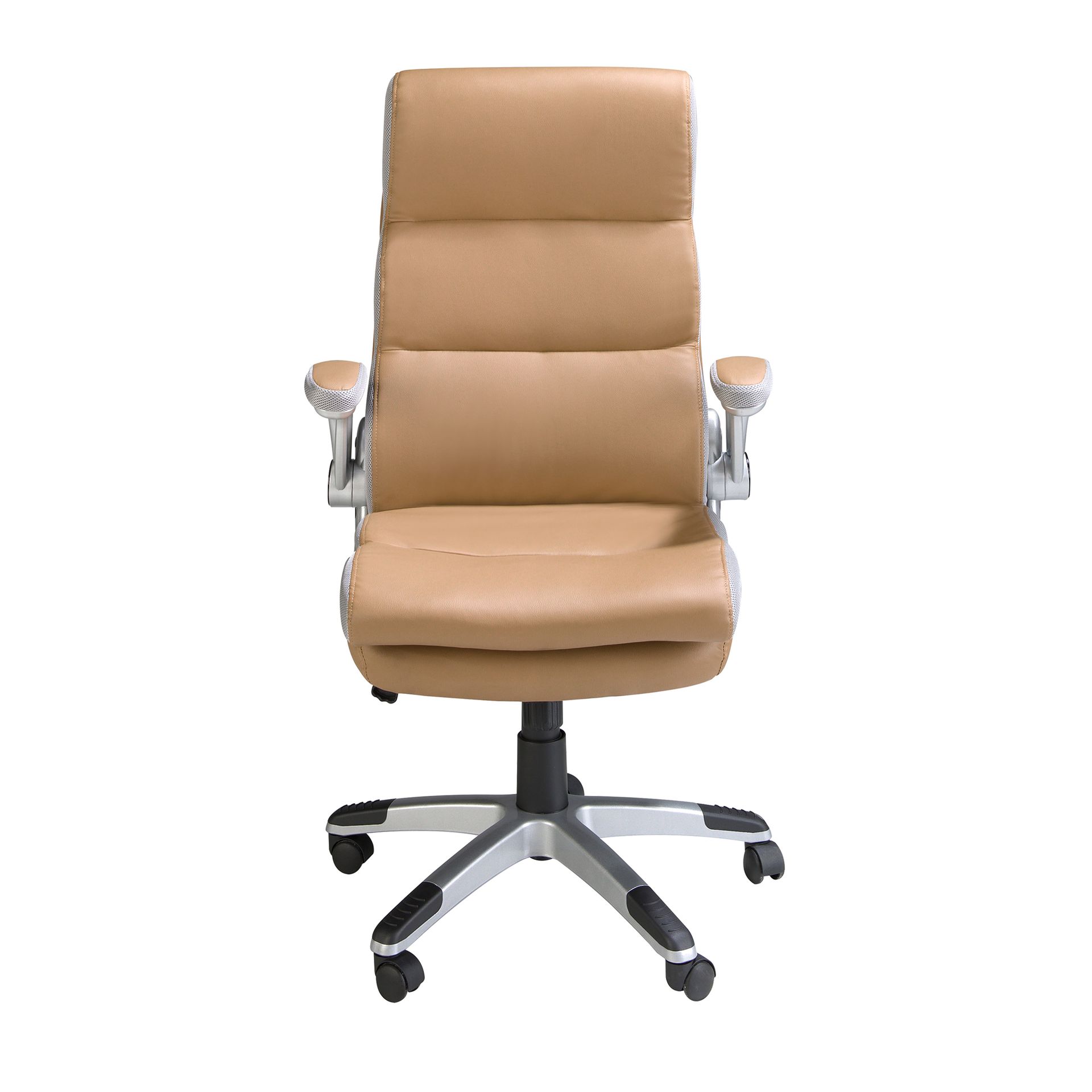 Brown leatherette swivel office chair