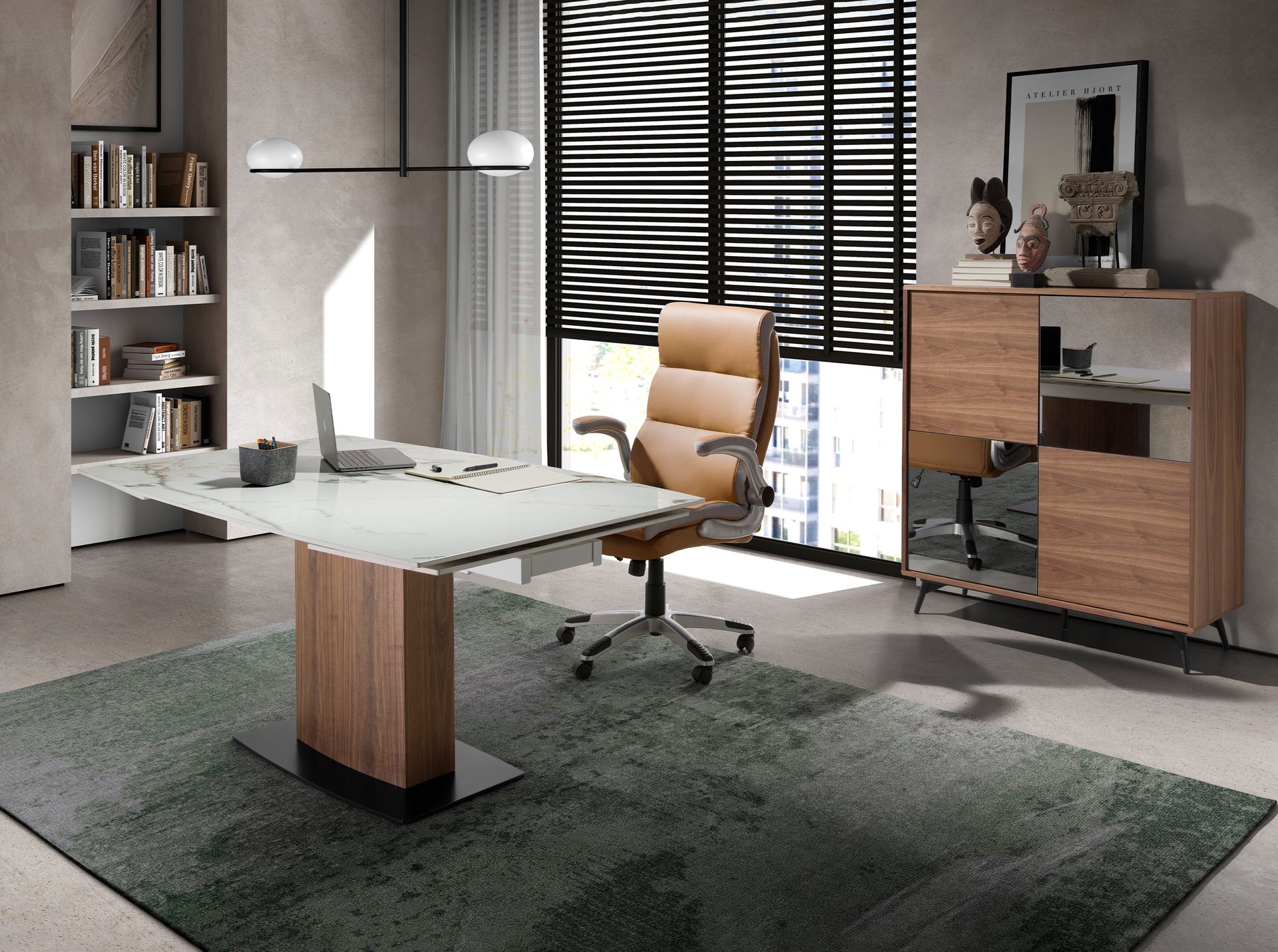 Brown leatherette swivel office chair