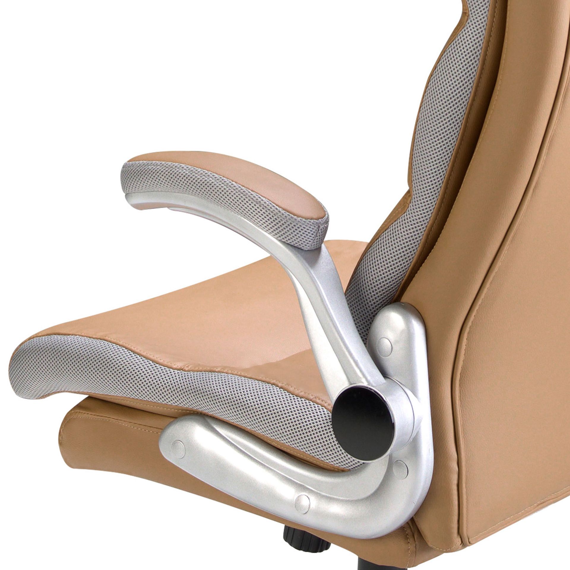 Brown leatherette swivel office chair