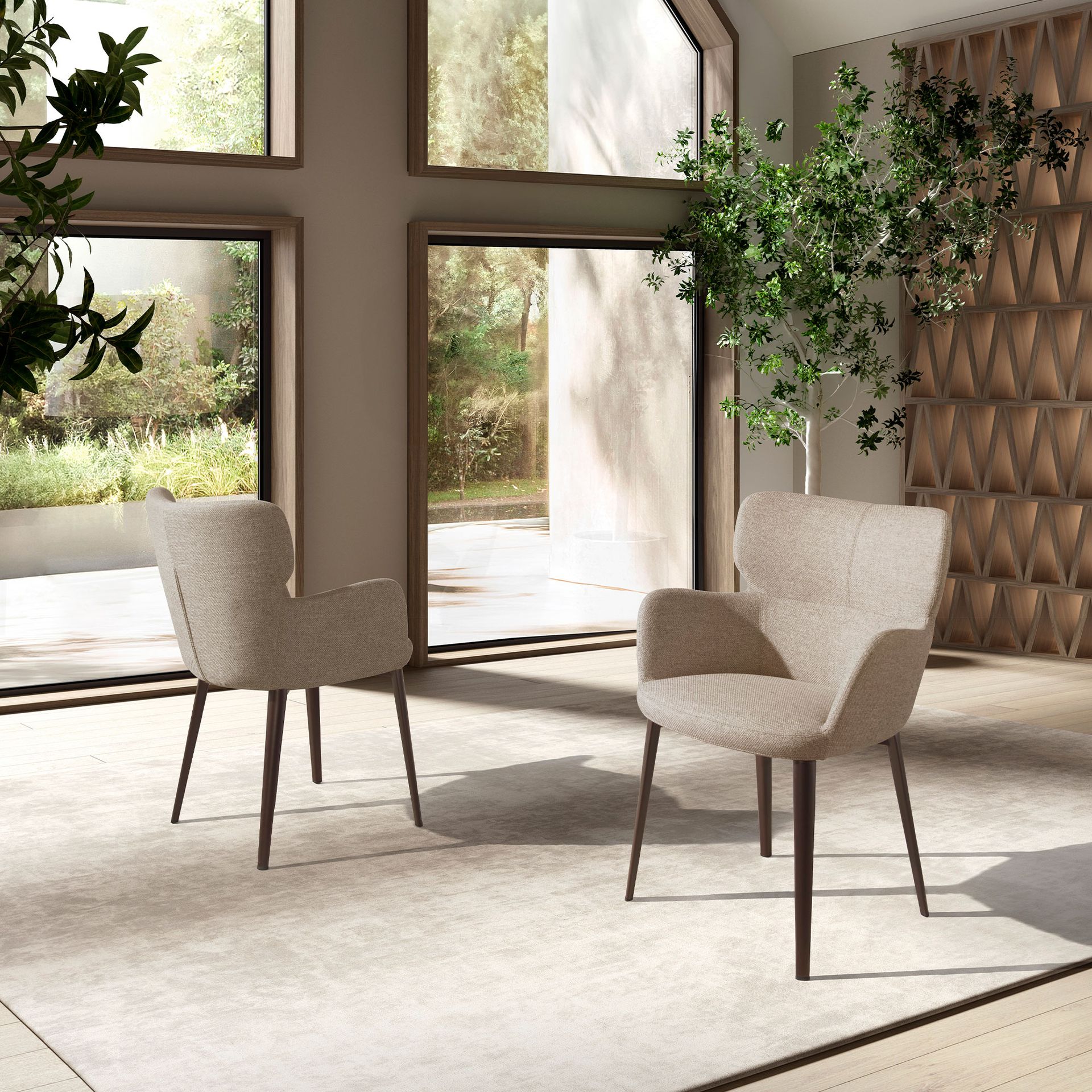 Brown marbled fabric chair