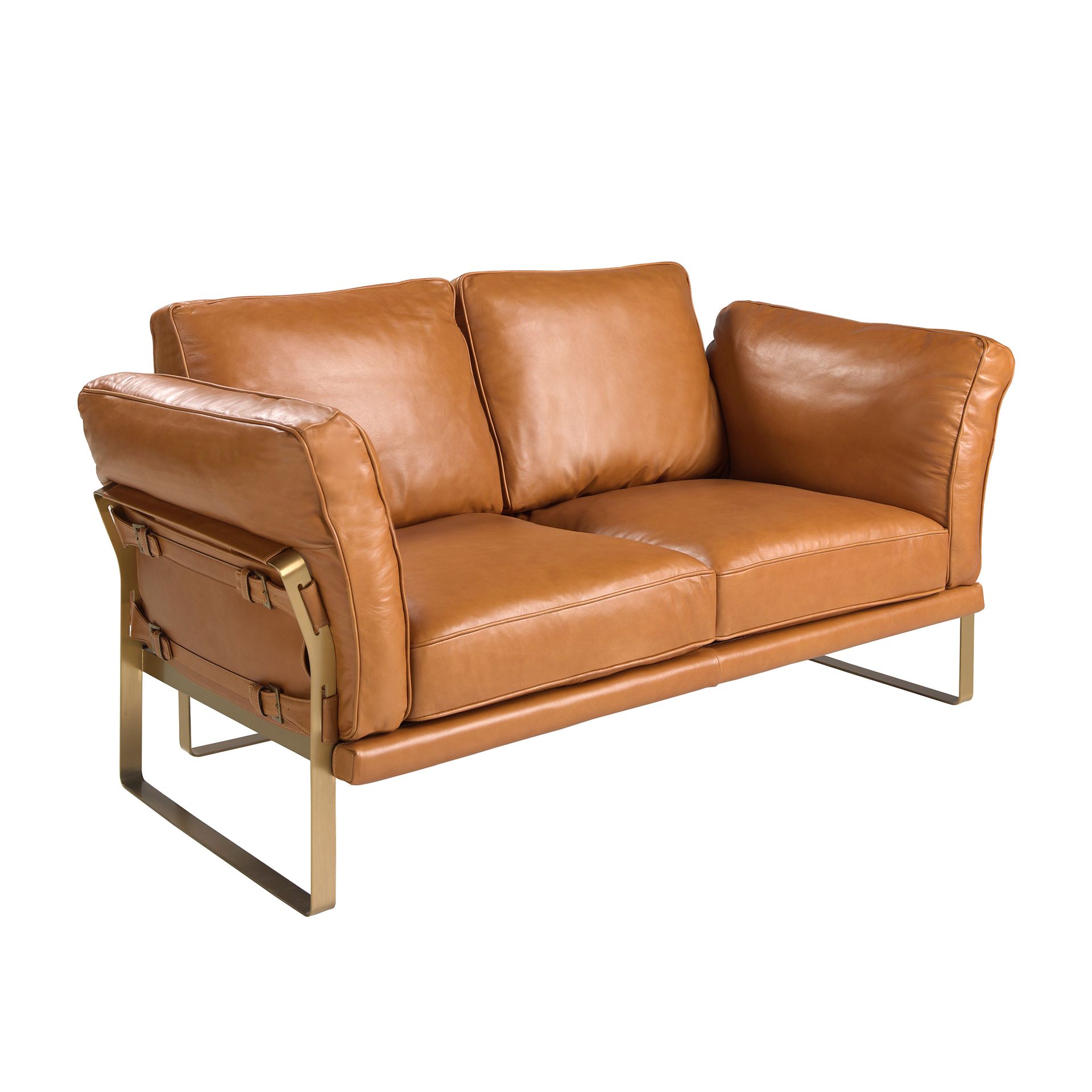 Camel leather 2 seater sofa