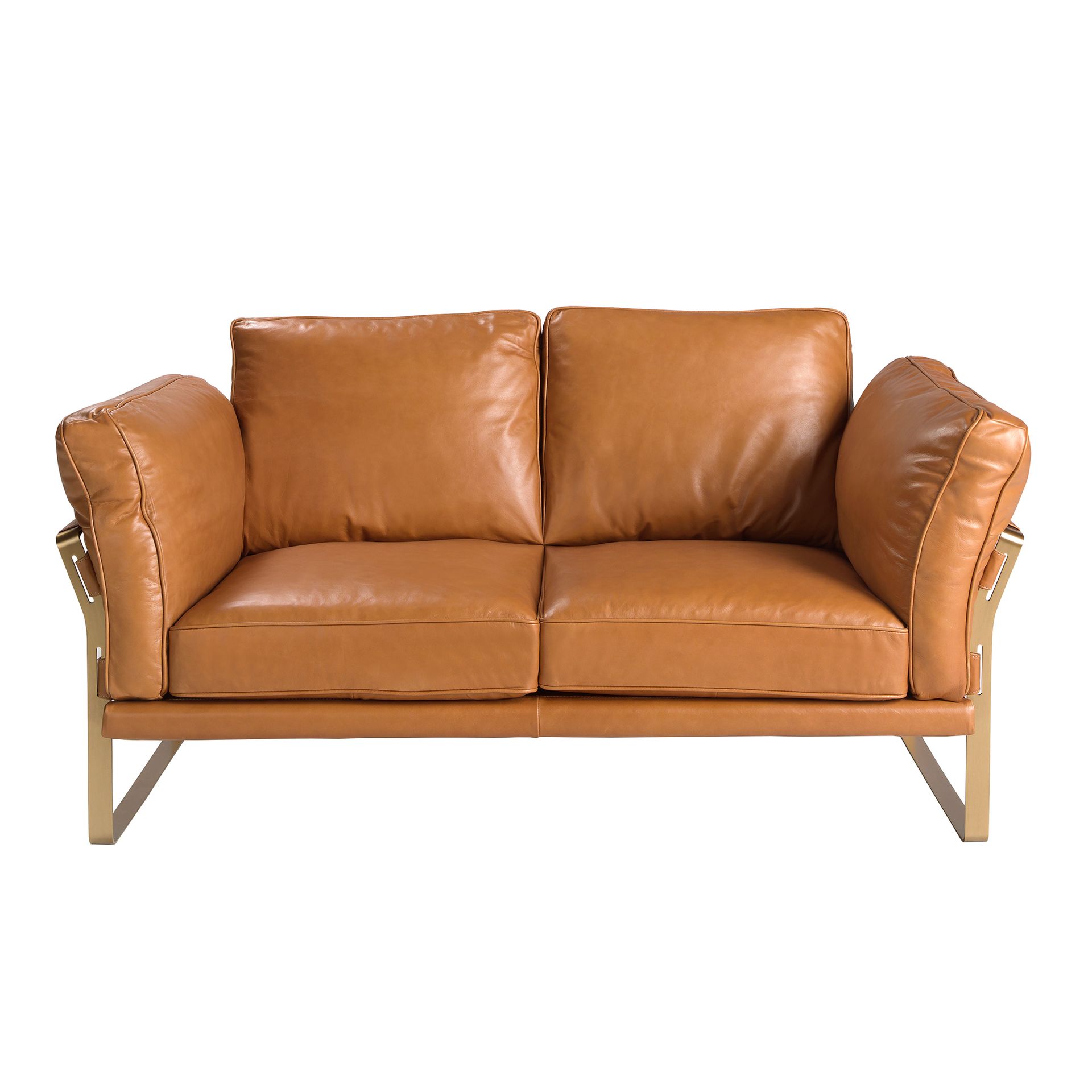 Camel leather 2 seater sofa