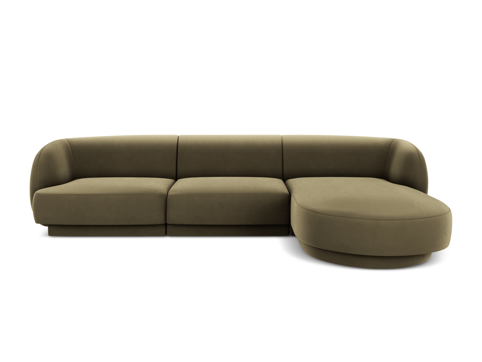 Velvet Right Corner Sofa, "Miley", 4 Seats, 255x156x70