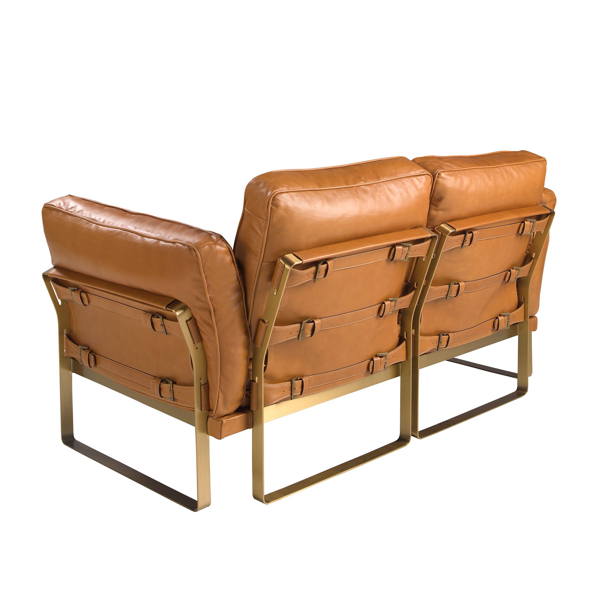 Camel leather 2 seater sofa
