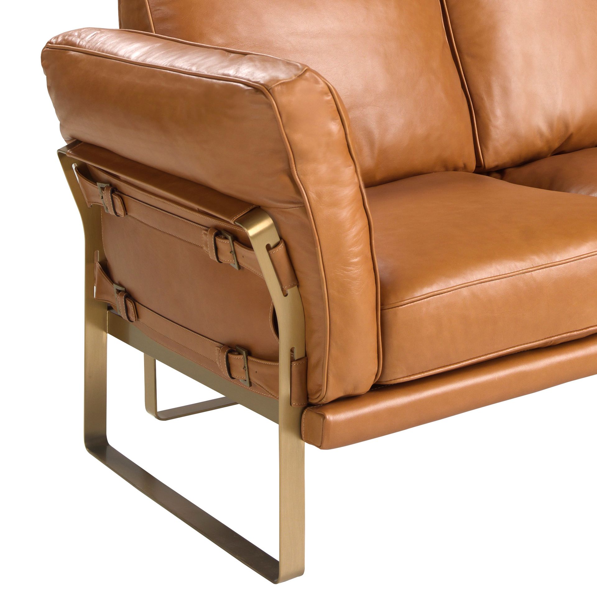 Camel leather 2 seater sofa