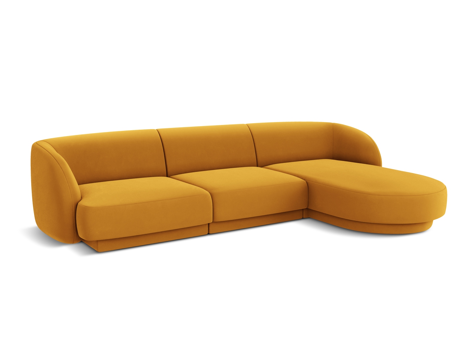 Velvet Right Corner Sofa, "Miley", 4 Seats, 255x156x70