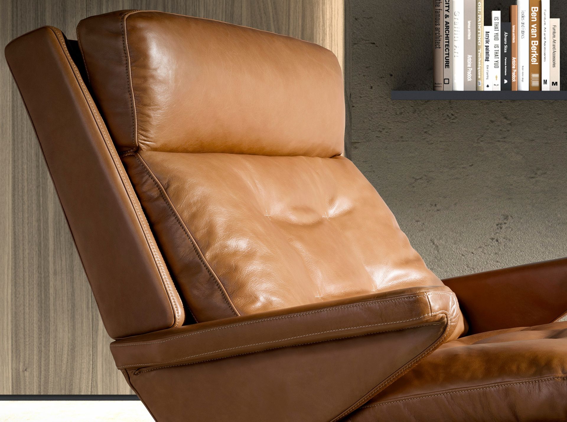 Camel leather armchair