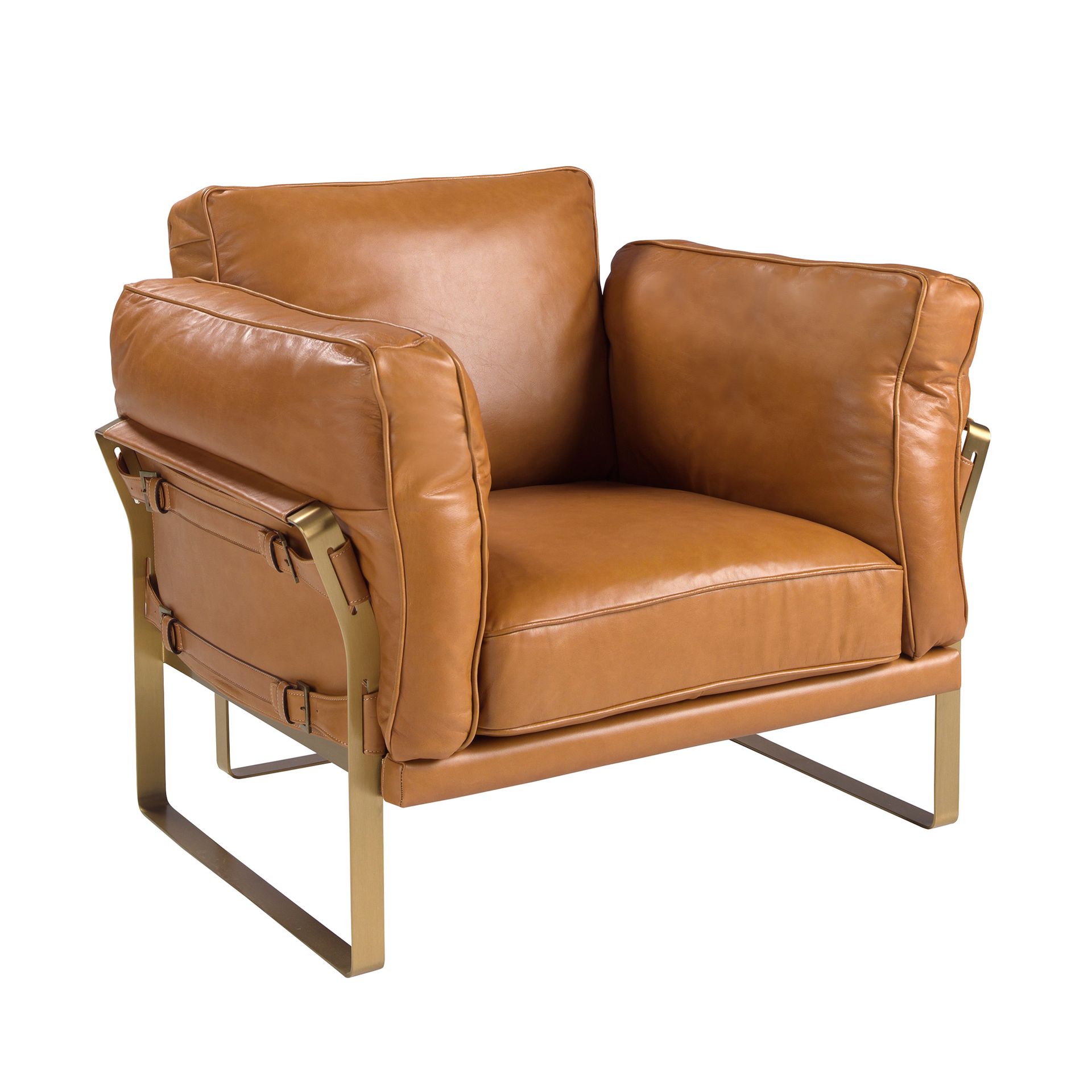 Camel leather armchair
