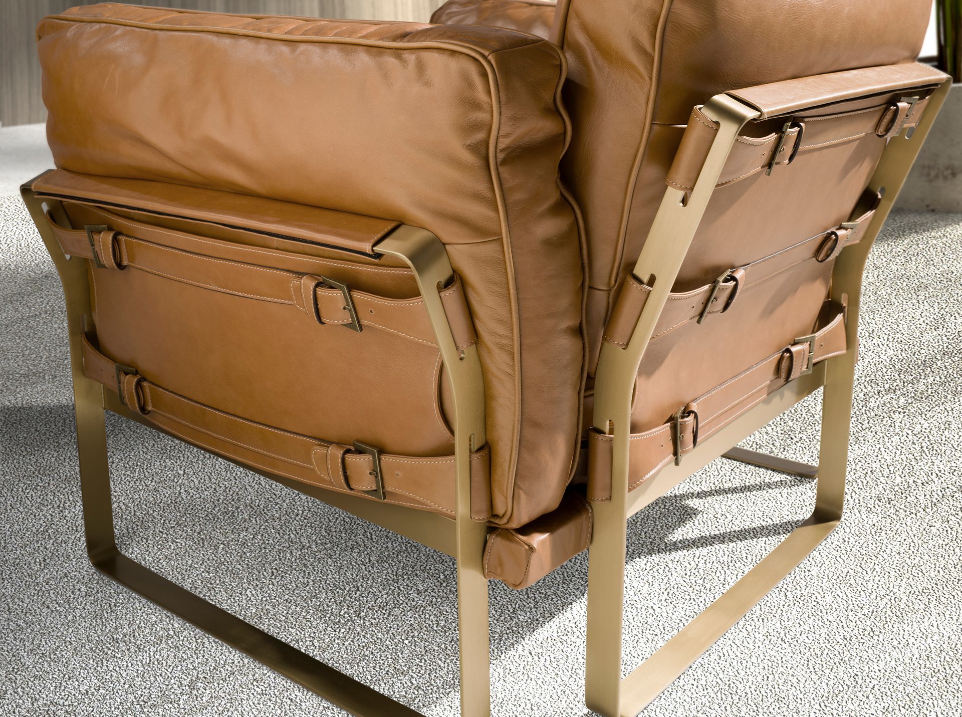 Camel leather armchair