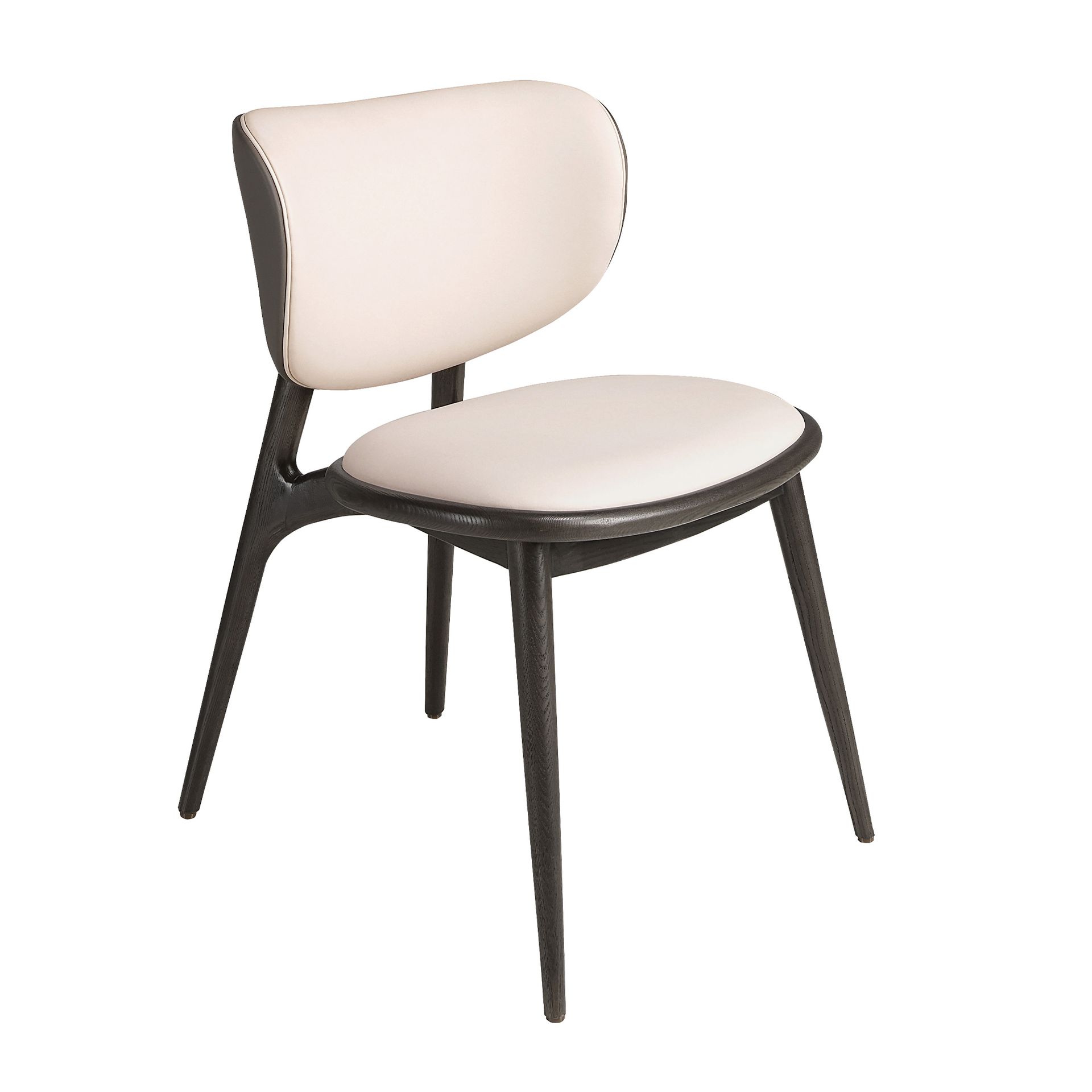 Chair in cream and dark grey leatherette