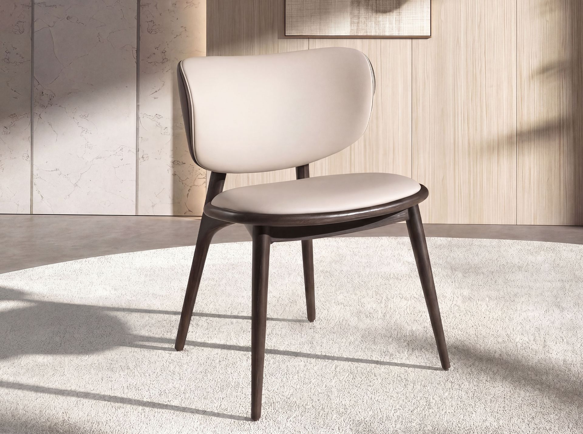 Chair in cream and dark grey leatherette