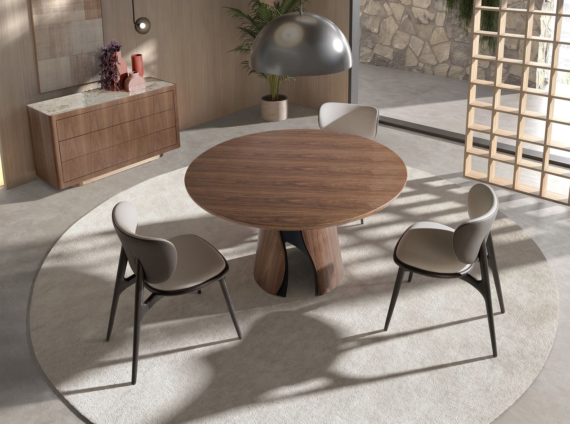 Chair in cream and dark grey leatherette