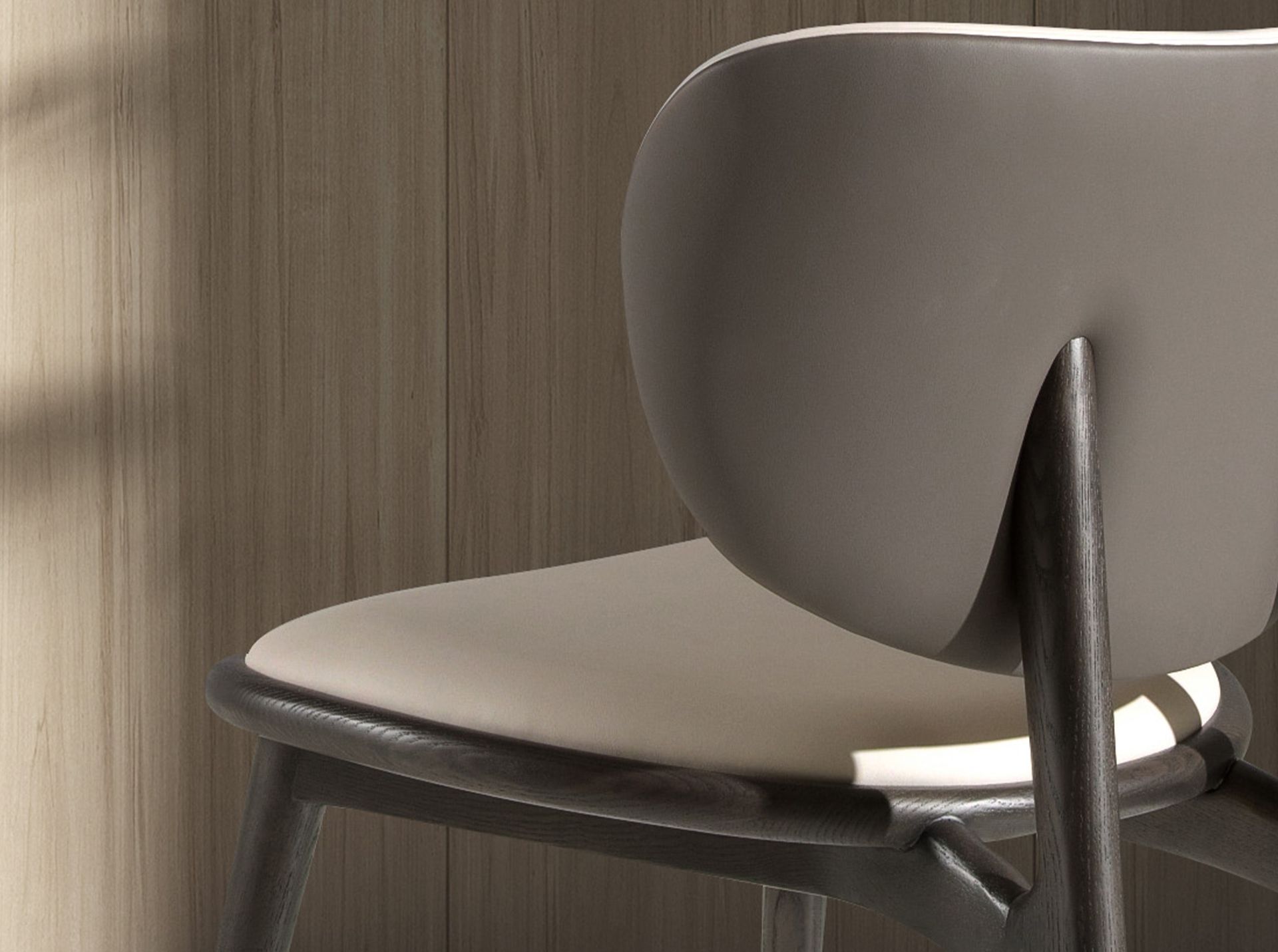 Chair in cream and dark grey leatherette