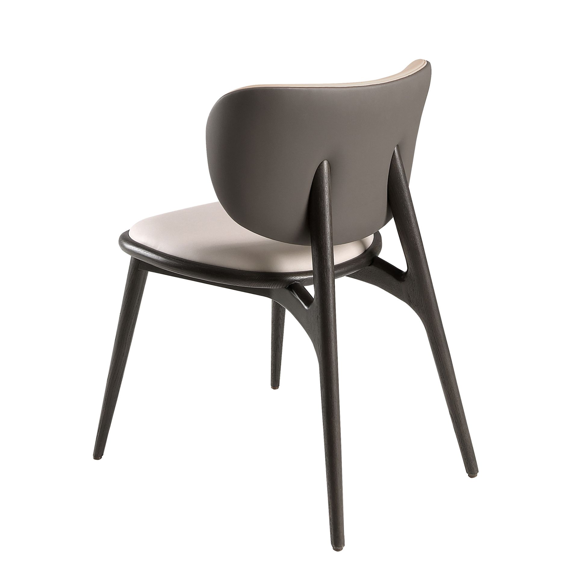 Chair in cream and dark grey leatherette