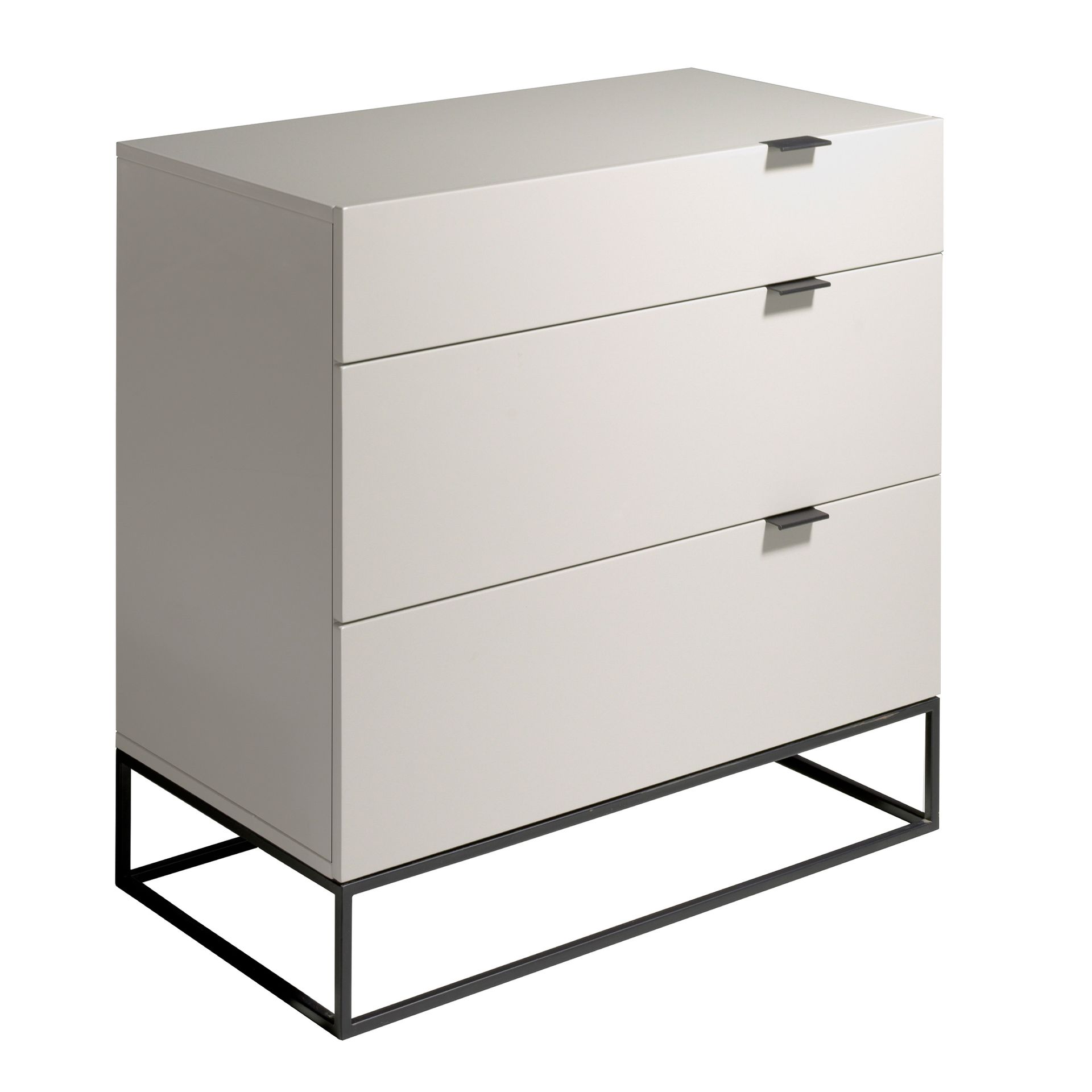 Chest of drawers grey wood and black steel