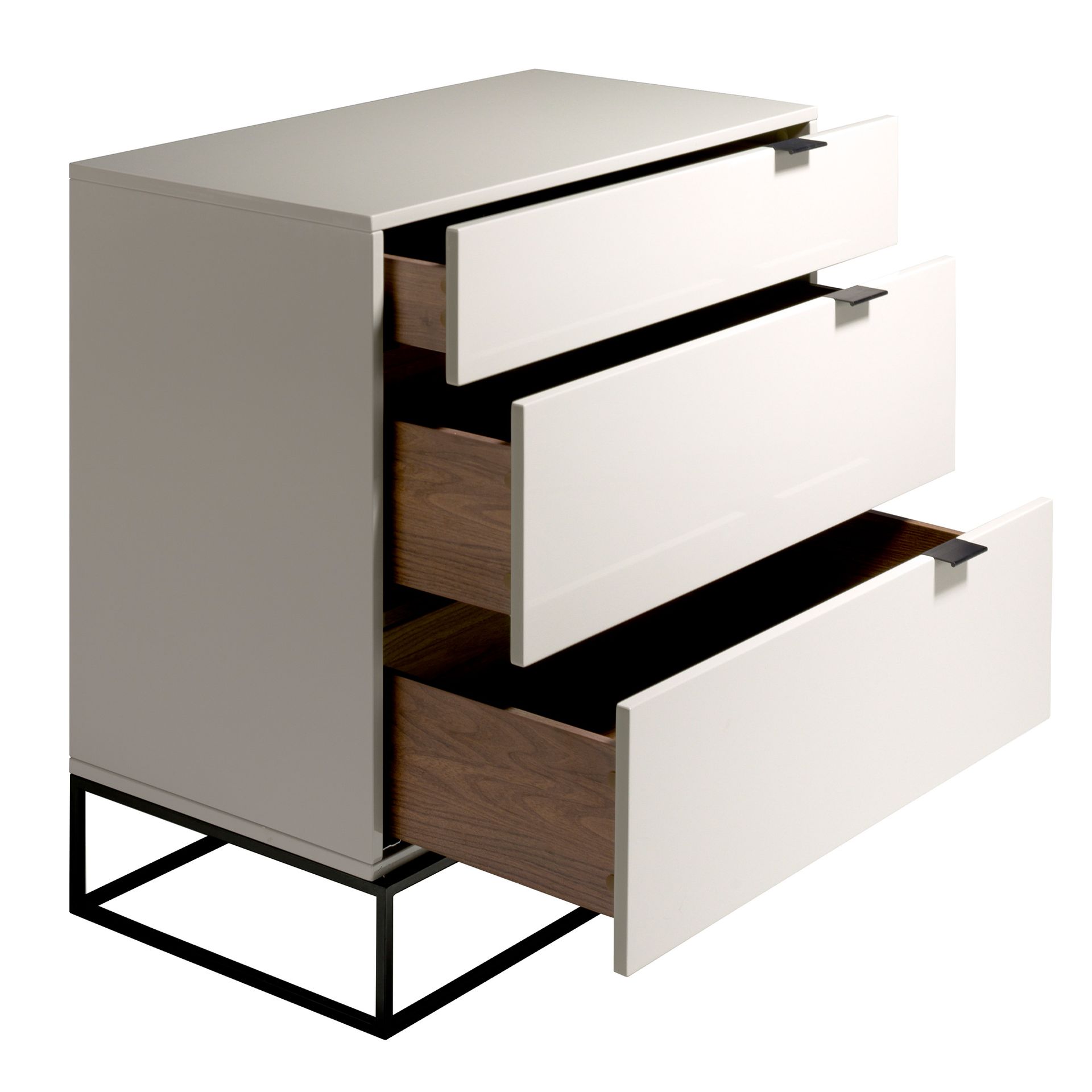 Chest of drawers grey wood and black steel