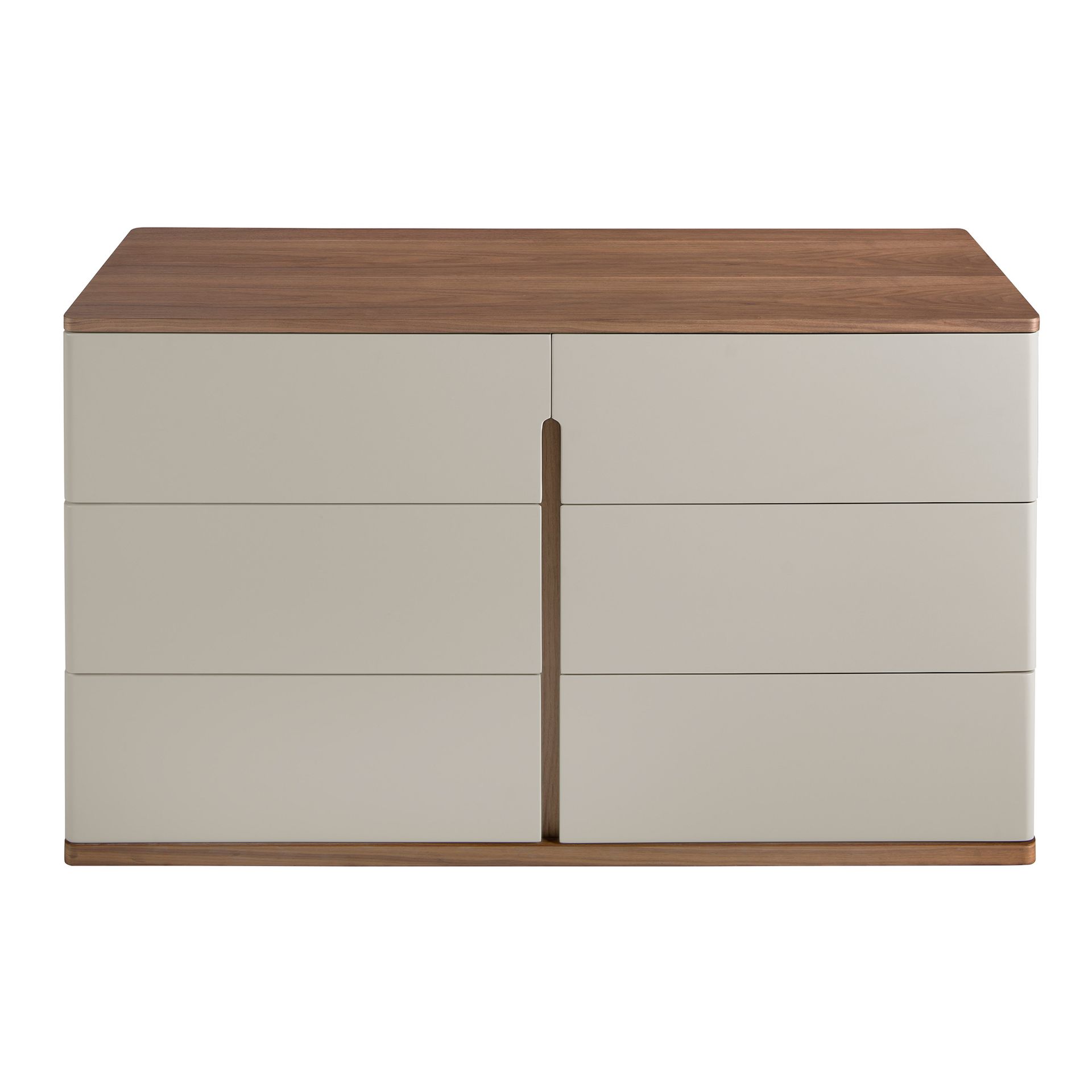 Chest of drawers in grey wood and walnut
