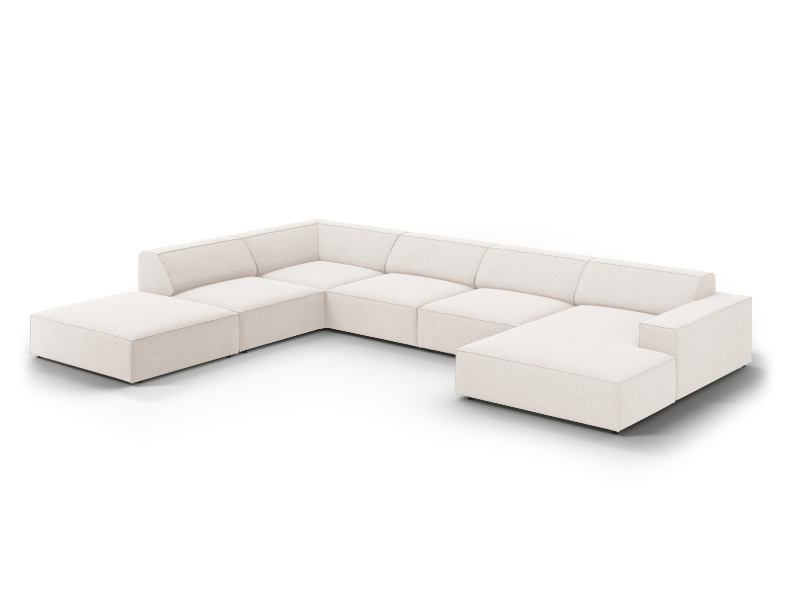 Modular Panoramic Left Corner Sofa, "Jodie", 7 Seats, 361x258x77