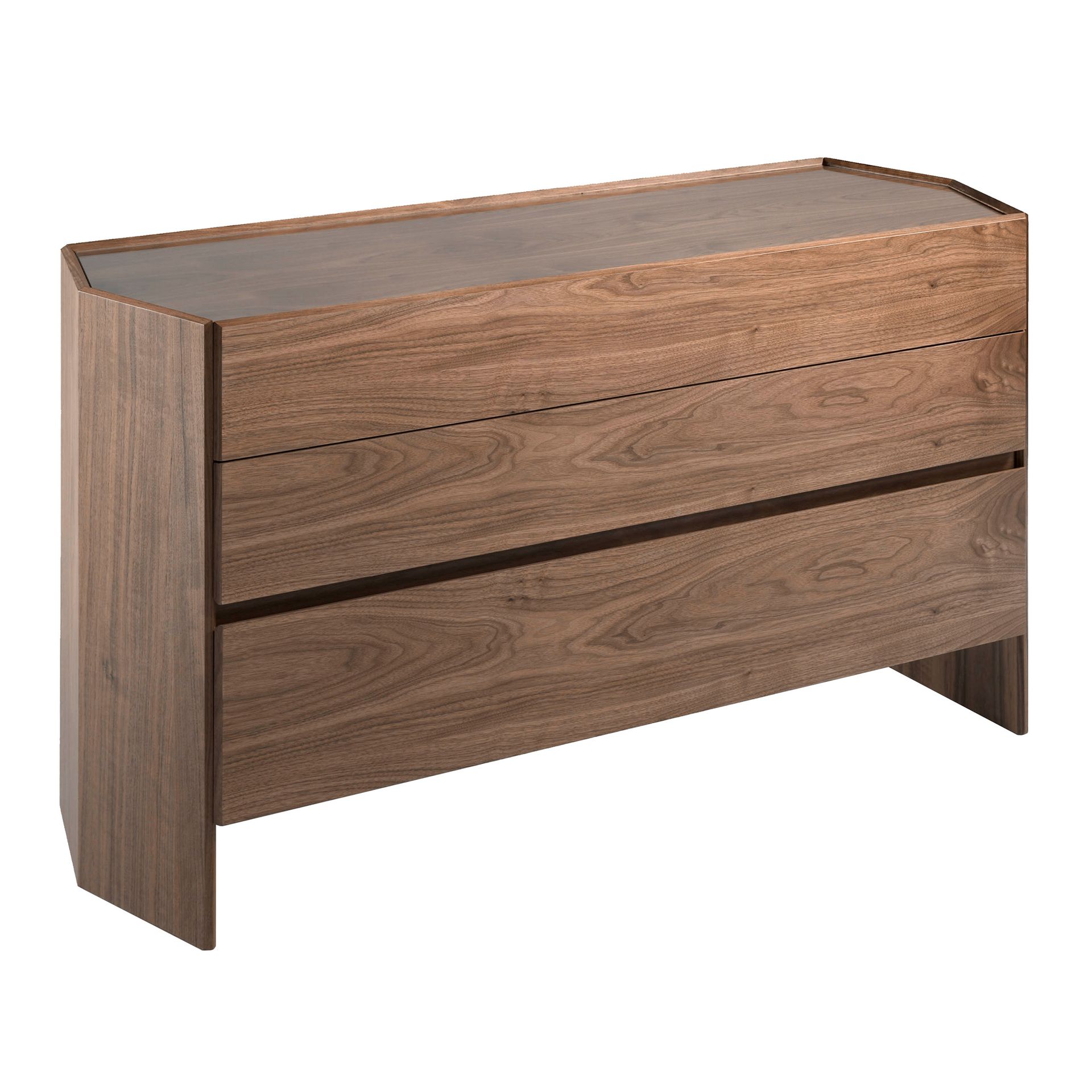 Chest of drawers walnut with tempered glass top