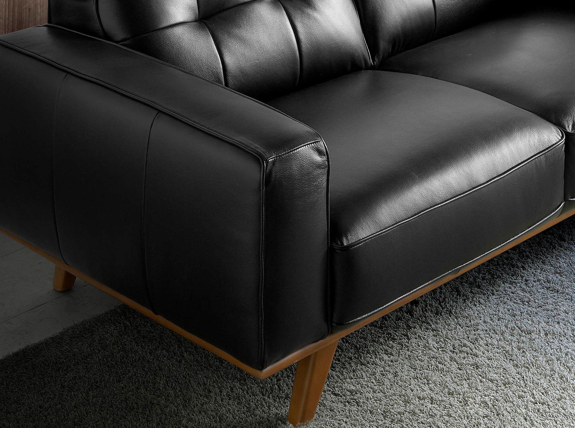 Chester 2 seater sofa in black leather