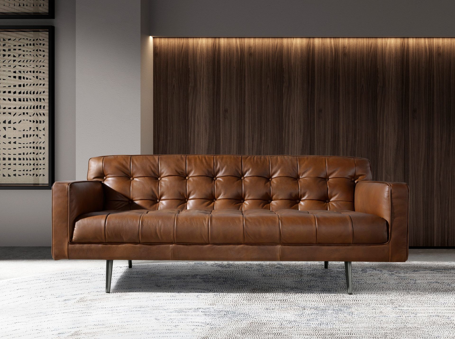 Chester 2 seater sofa in dark brown leather